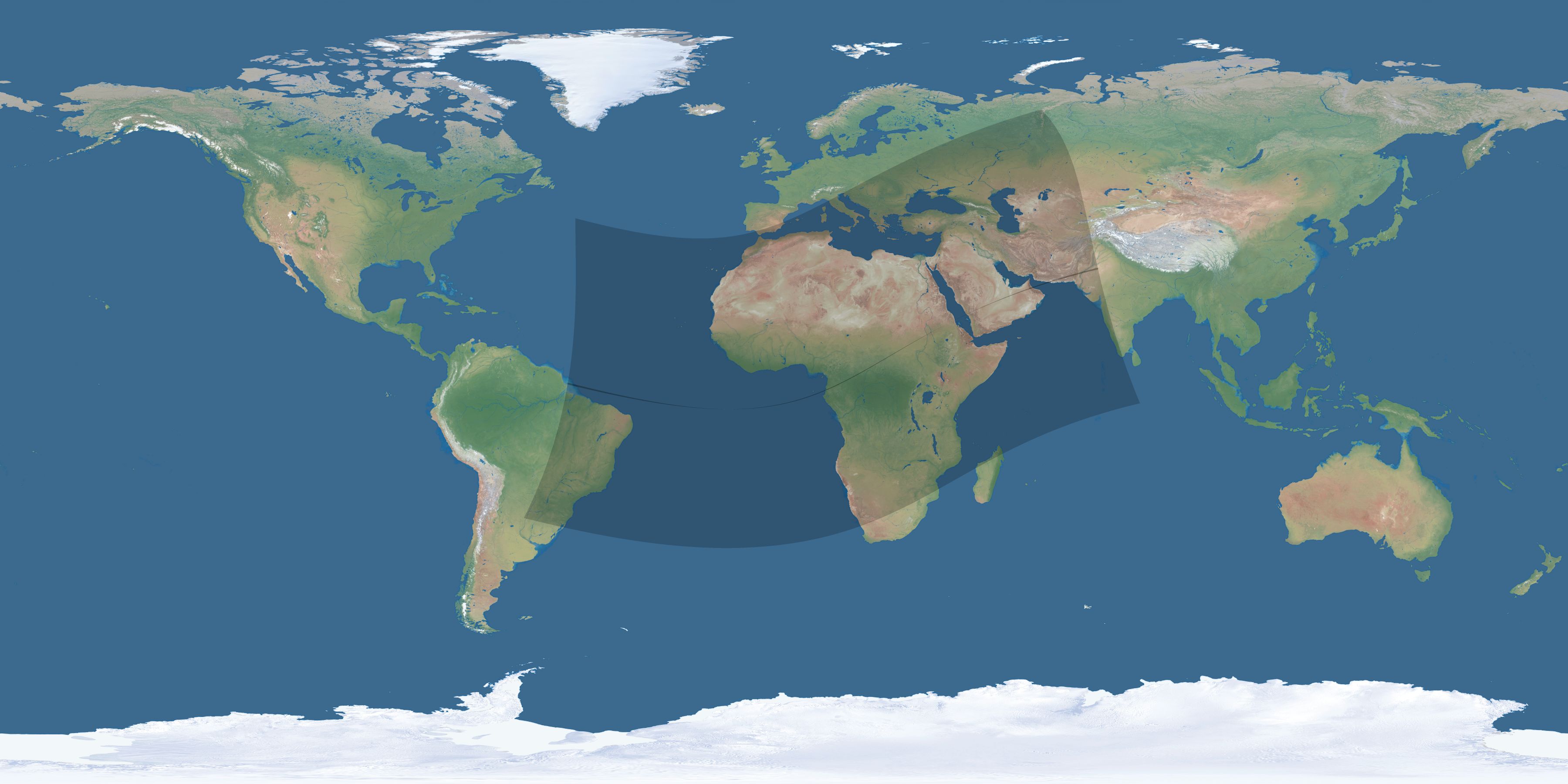 Map of the umbra and penumbra path of the solar eclipse of 02/03/1459
