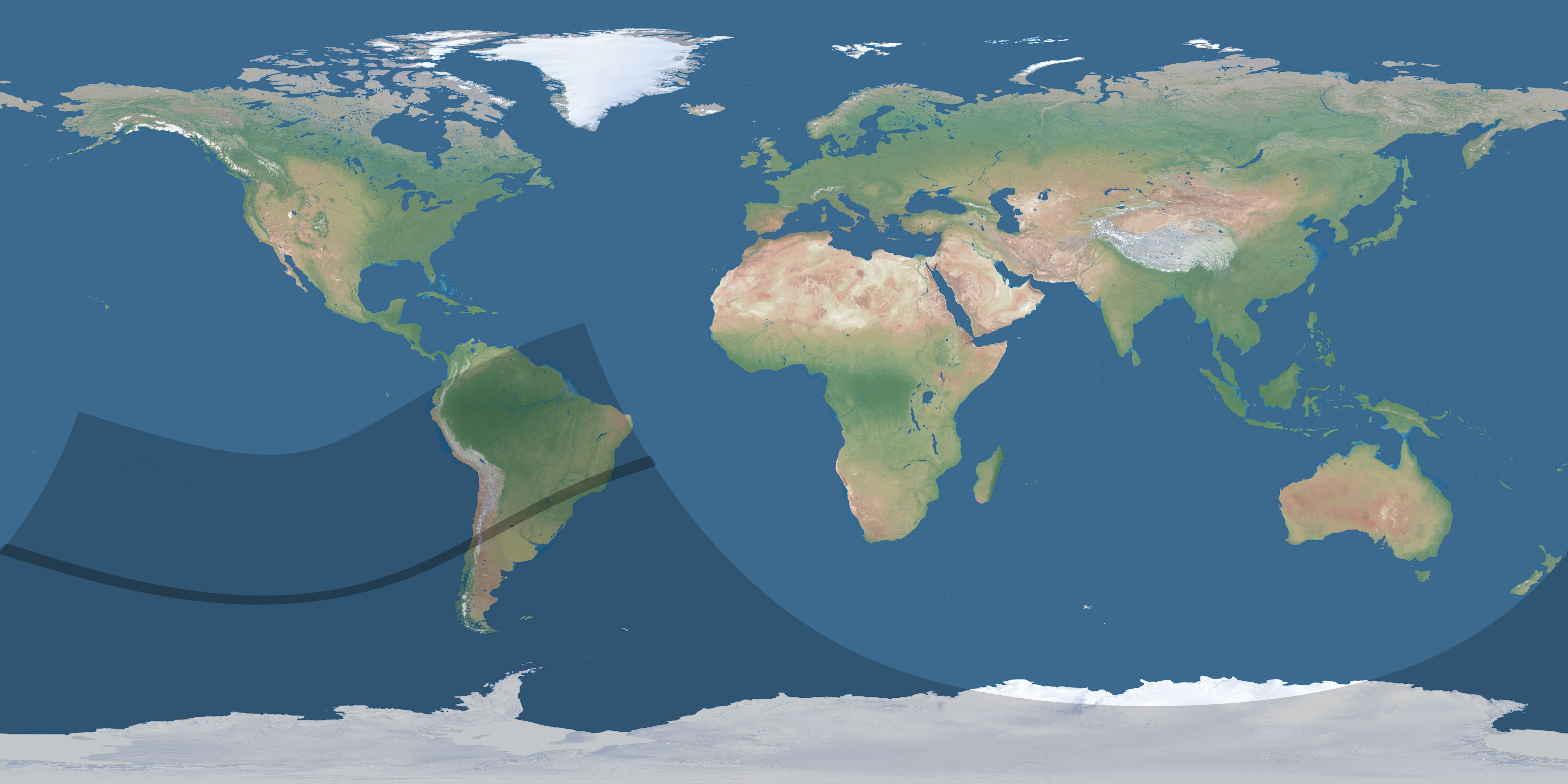 Map of the umbra and penumbra path of the solar eclipse of 01/23/1460