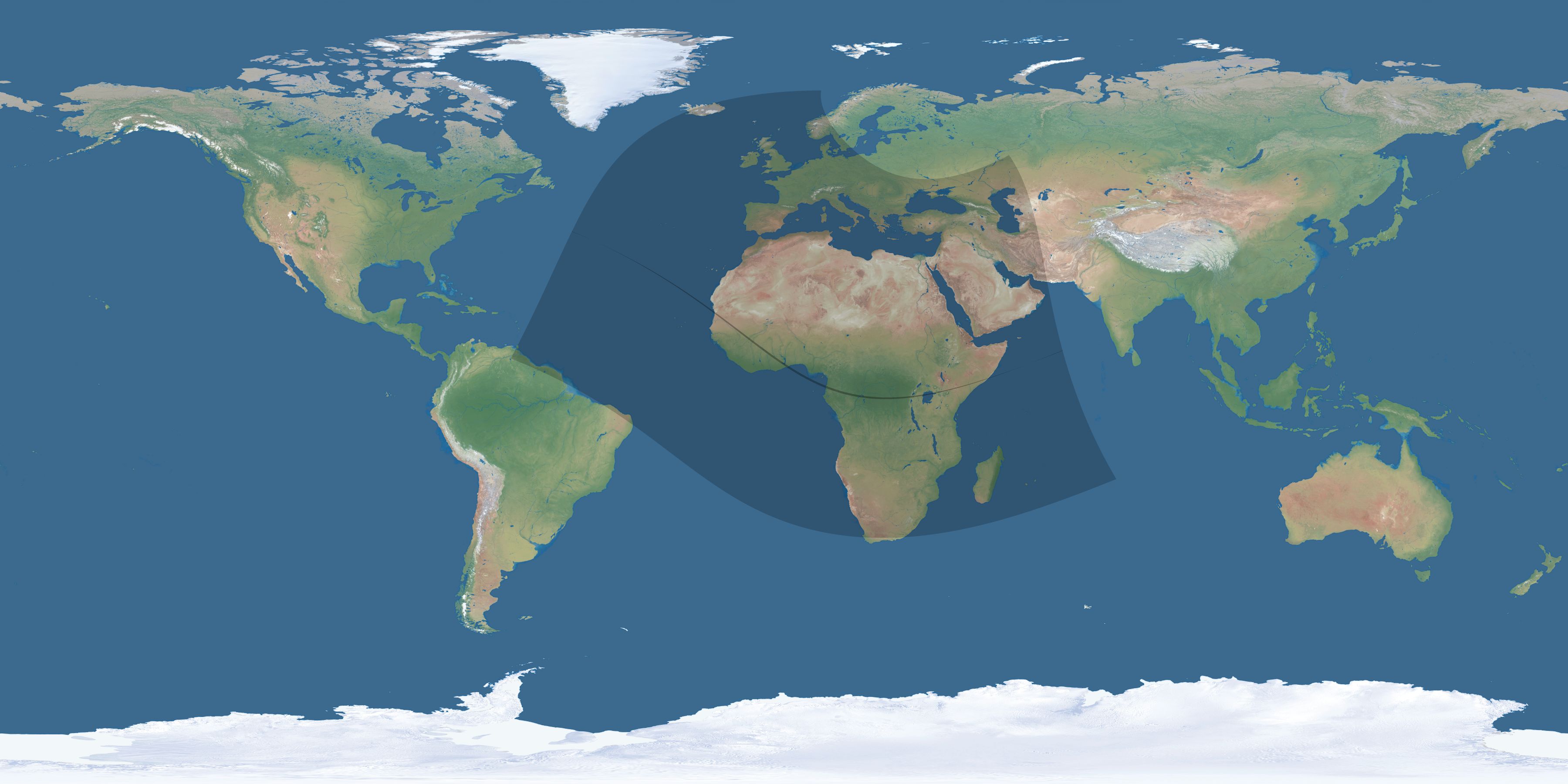 Map of the umbra and penumbra path of the solar eclipse of 11/21/1462