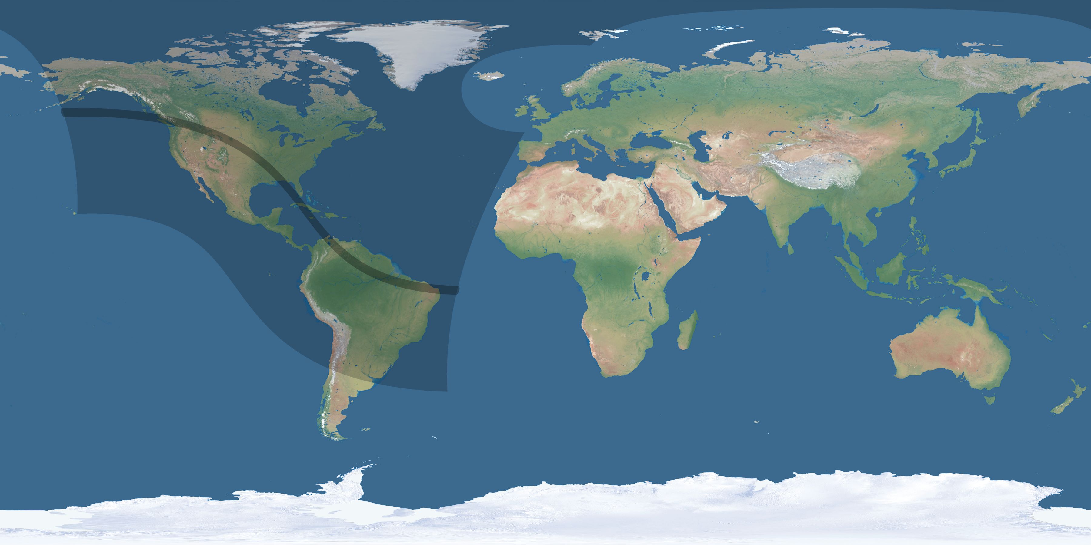Map of the umbra and penumbra path of the solar eclipse of 09/09/1466