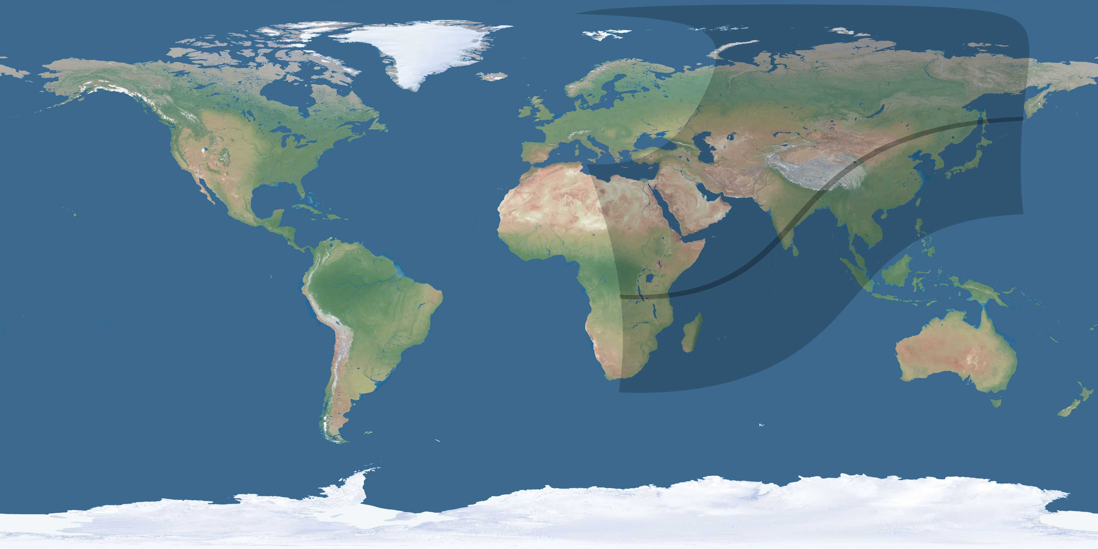 Map of the umbra and penumbra path of the solar eclipse of 03/06/1467