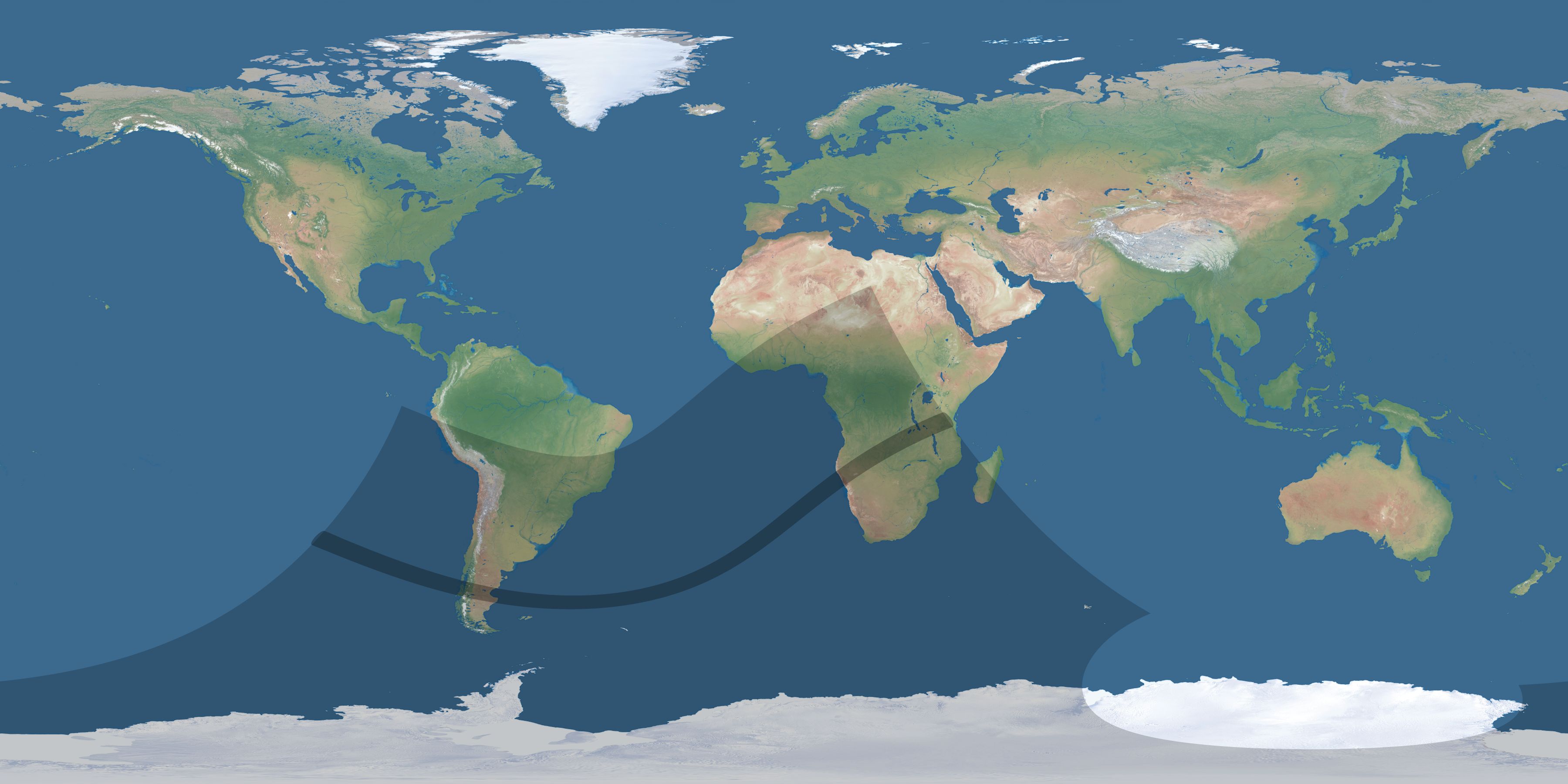 Map of the umbra and penumbra path of the solar eclipse of 01/02/1470