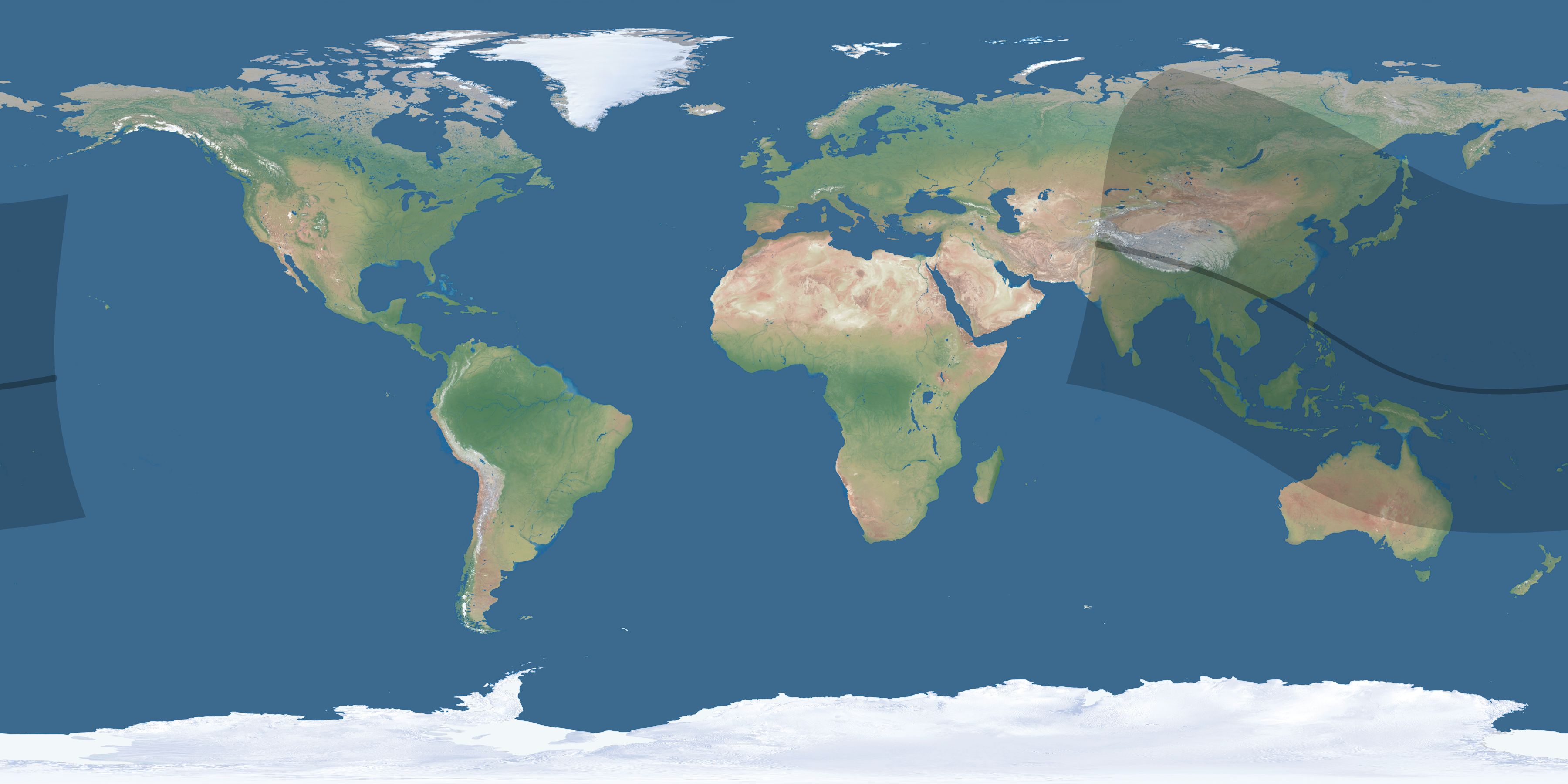 Map of the umbra and penumbra path of the solar eclipse of 10/11/1474