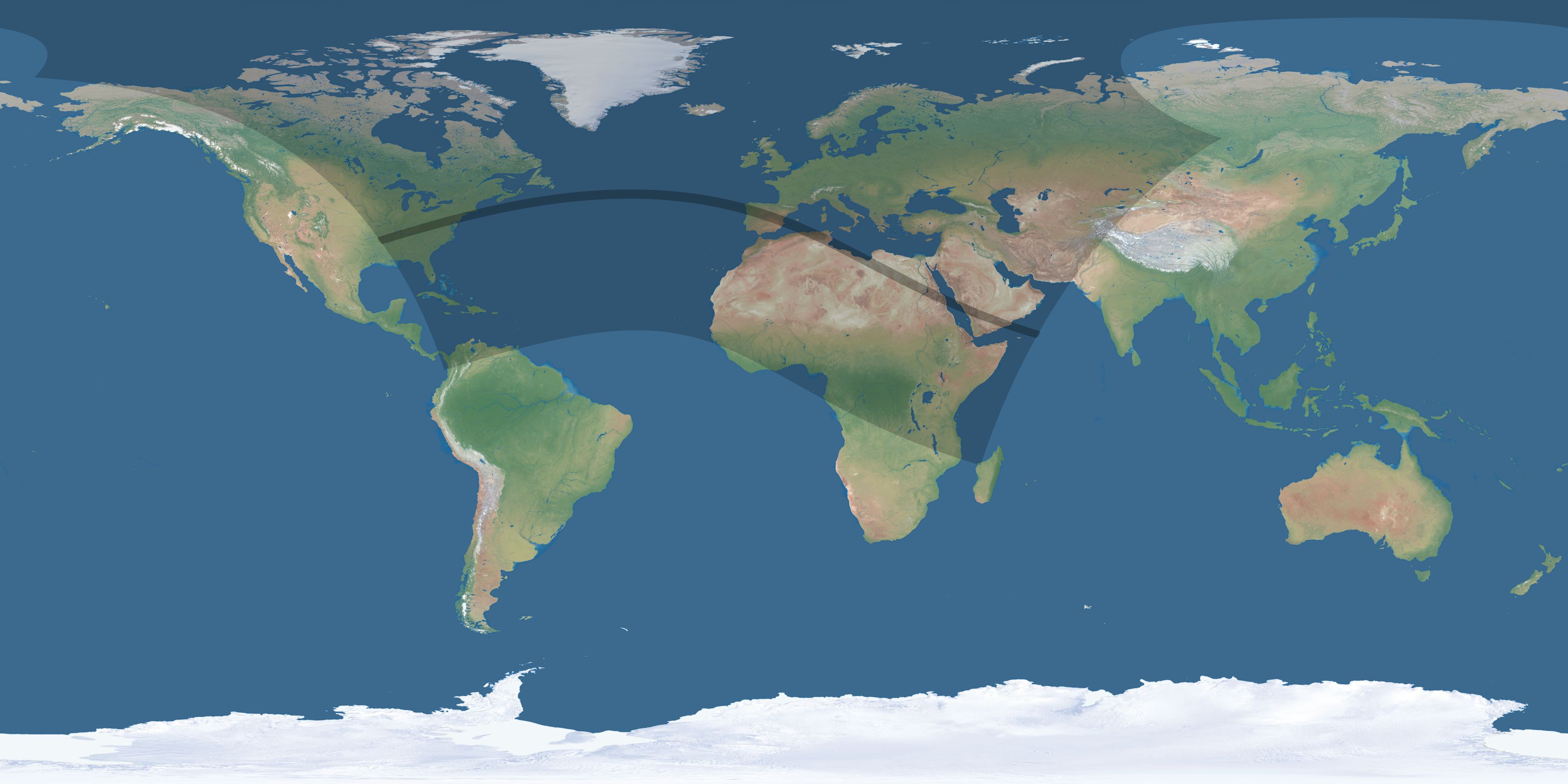Map of the umbra and penumbra path of the solar eclipse of 07/29/1478