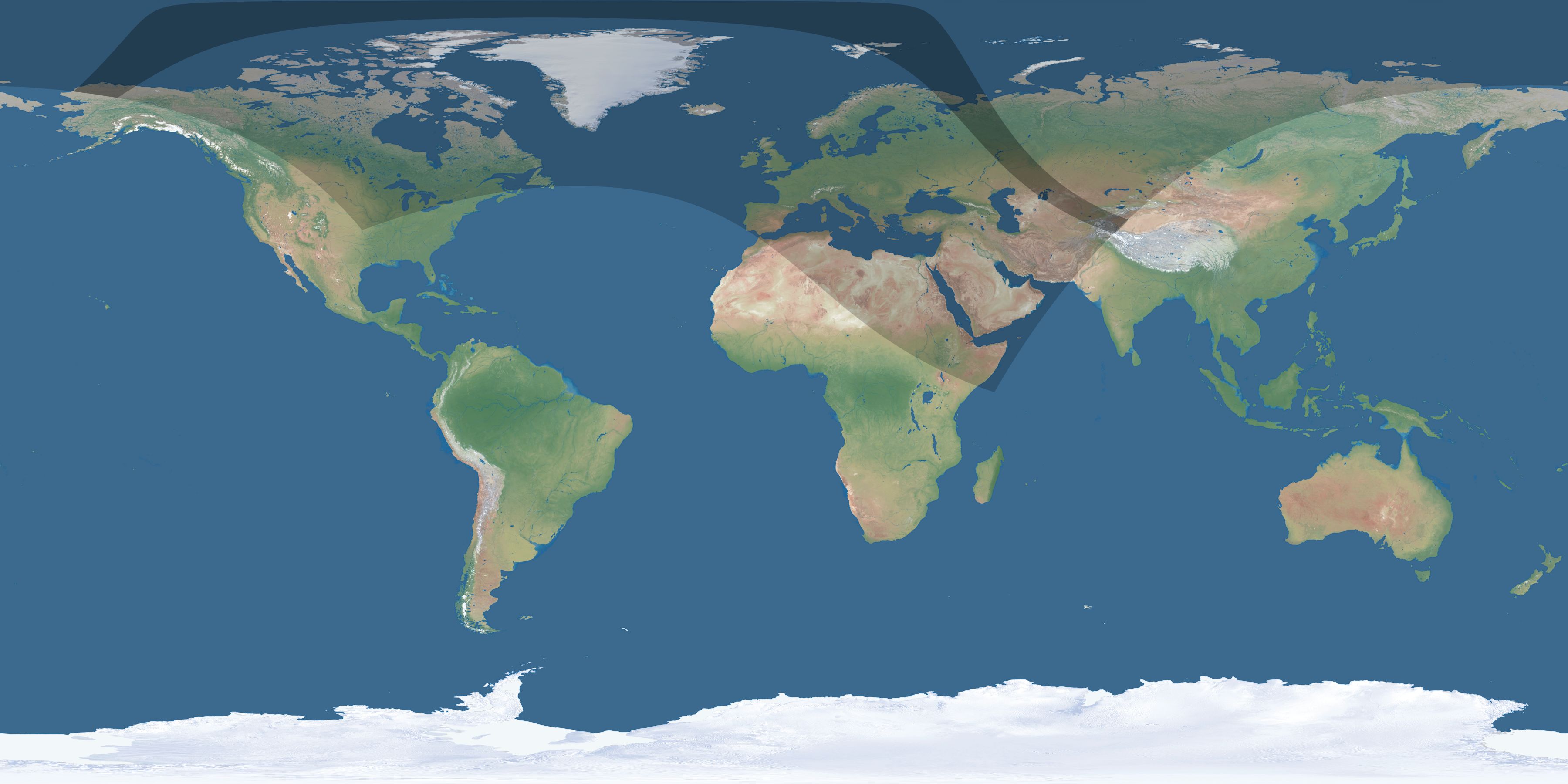 Map of the umbra and penumbra path of the solar eclipse of 07/20/1487