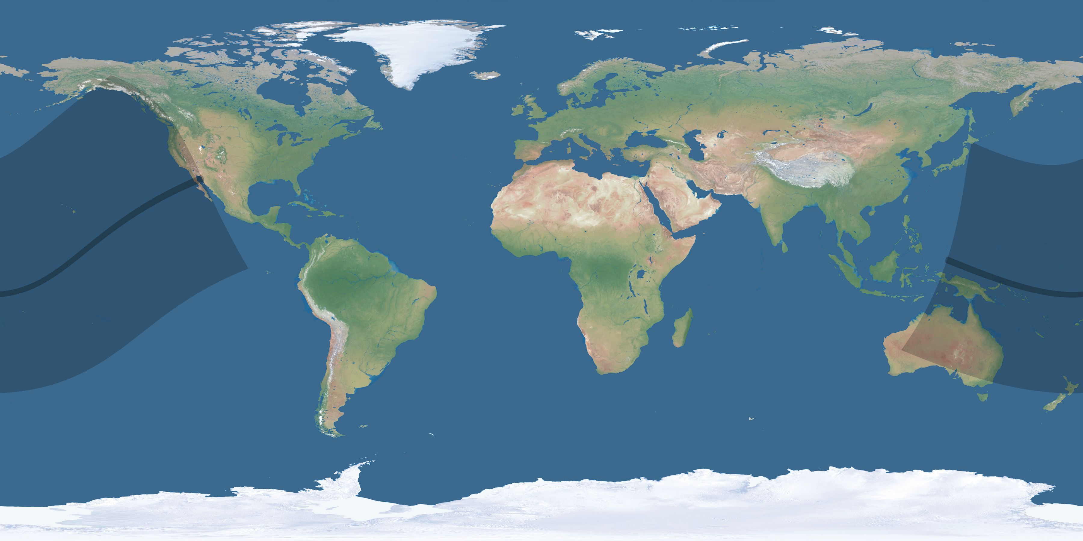 Map of the umbra and penumbra path of the solar eclipse of 01/01/1489