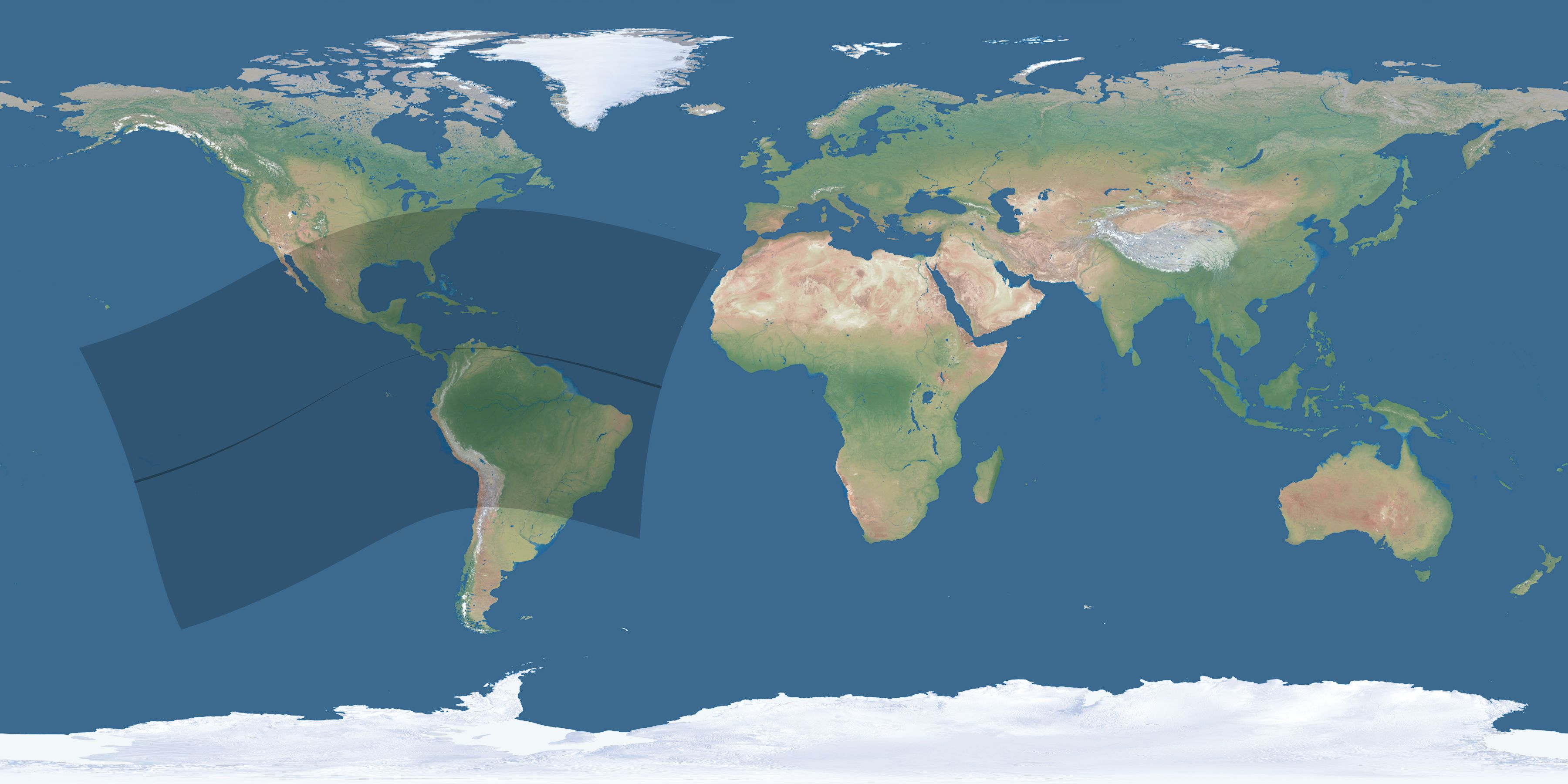 Map of the umbra and penumbra path of the solar eclipse of 04/26/1492