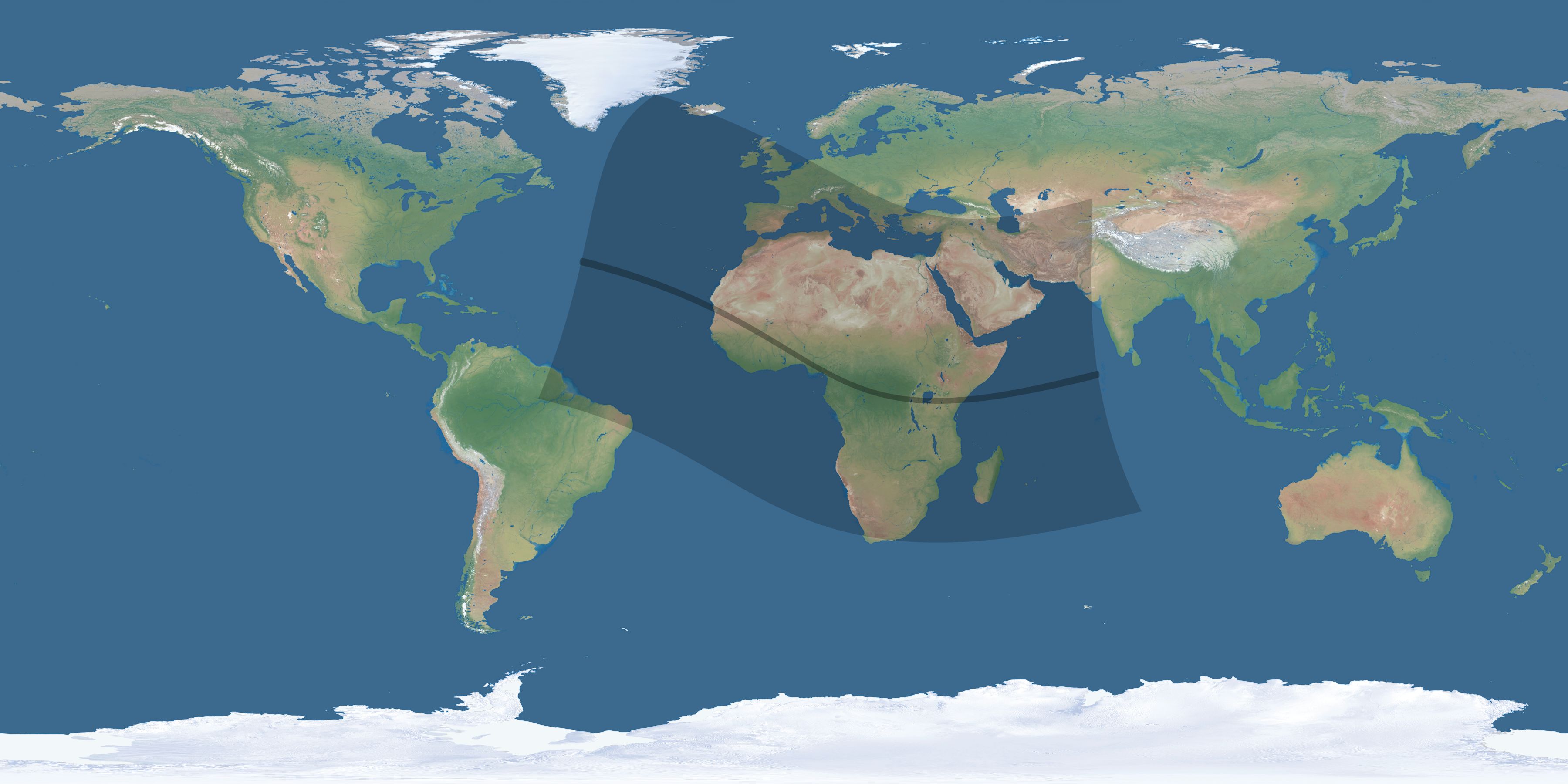 Map of the umbra and penumbra path of the solar eclipse of 10/21/1492