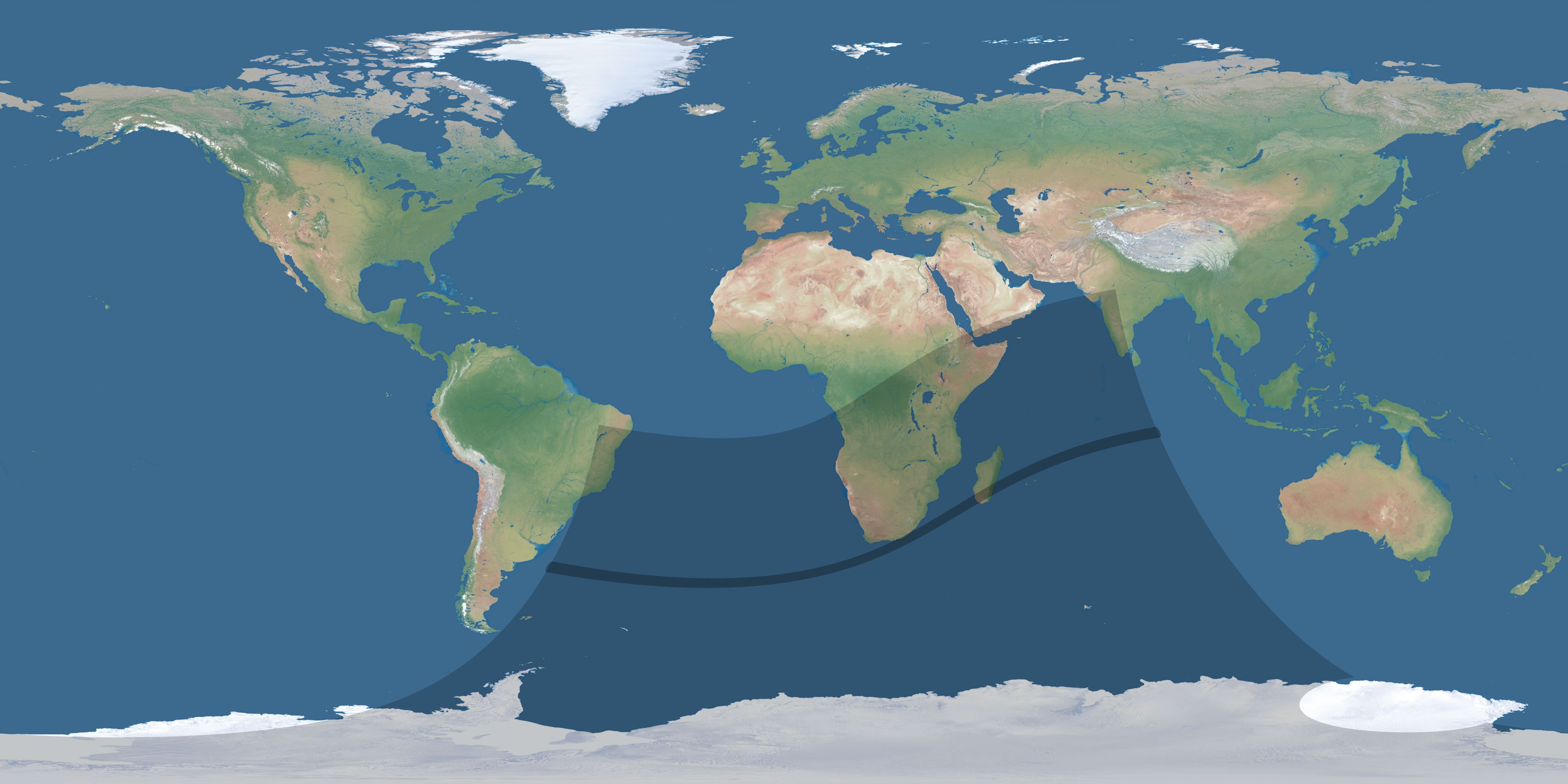Map of the umbra and penumbra path of the solar eclipse of 02/14/1496