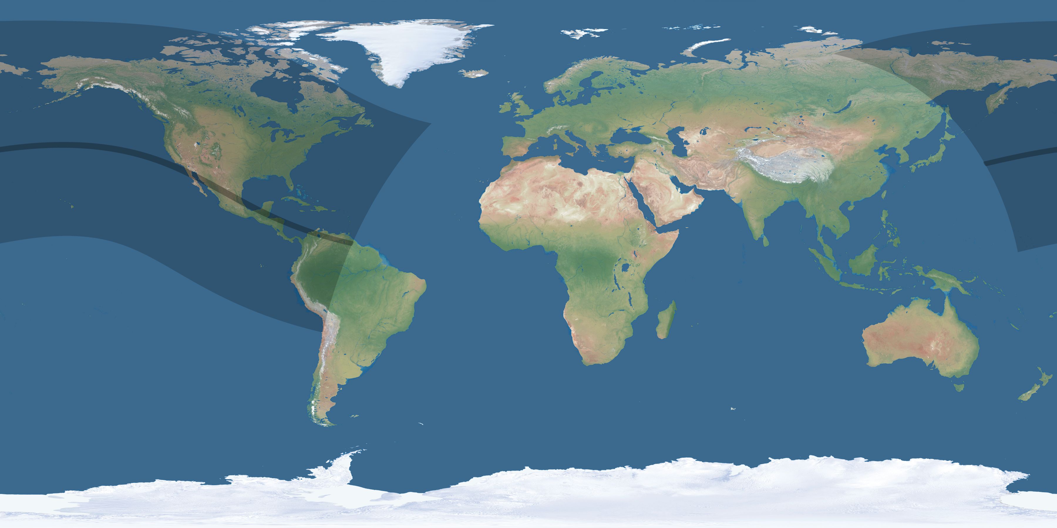 Map of the umbra and penumbra path of the solar eclipse of 08/08/1496