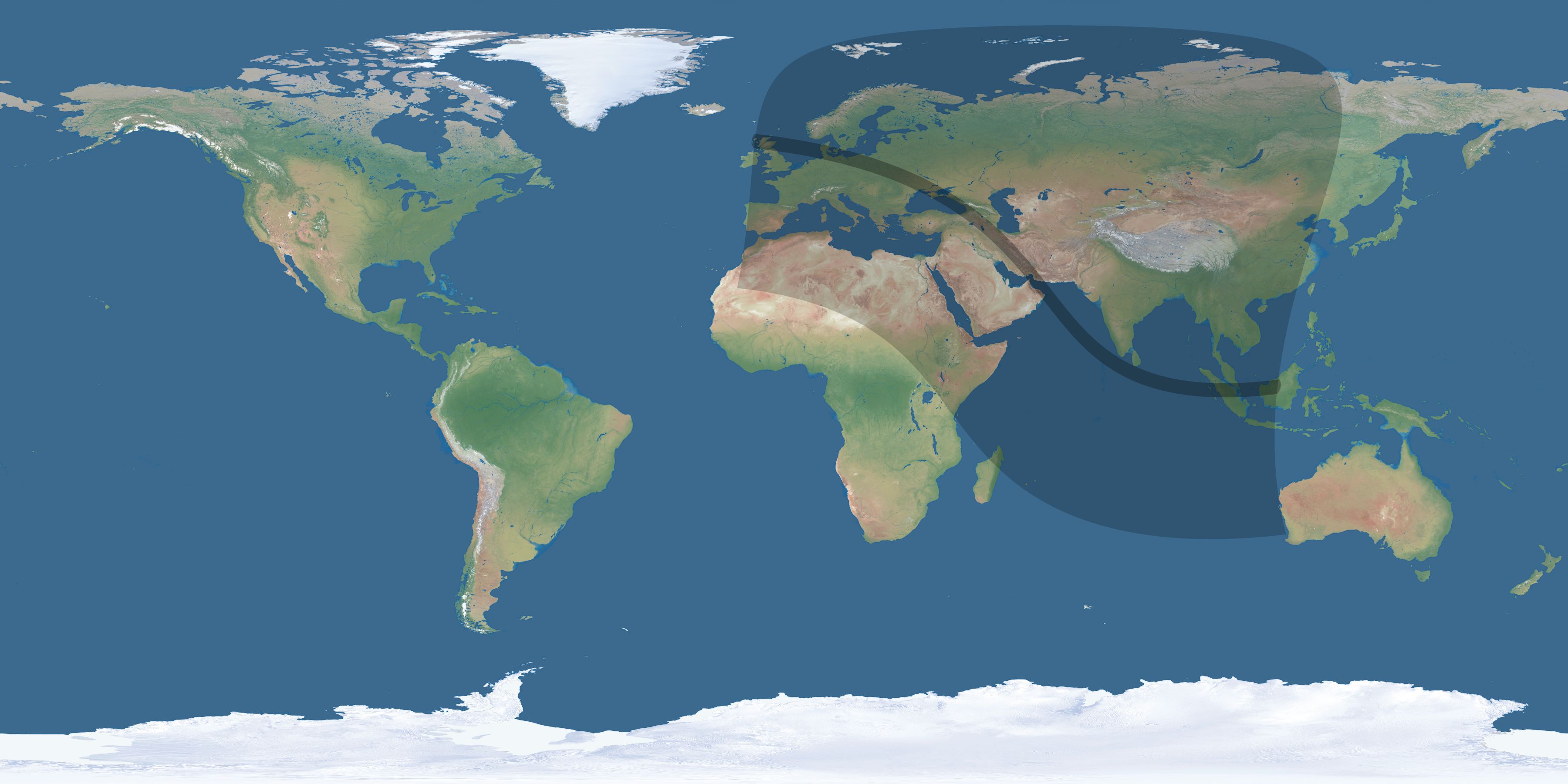 Map of the umbra and penumbra path of the solar eclipse of 10/01/1502