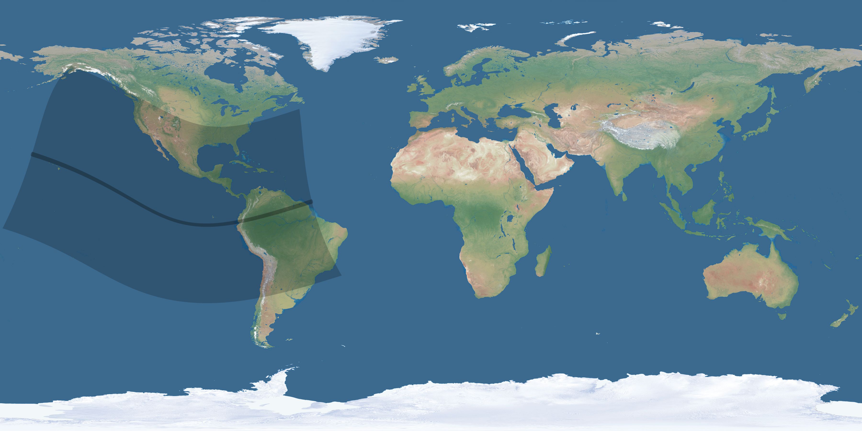 Map of the umbra and penumbra path of the solar eclipse of 11/01/1510