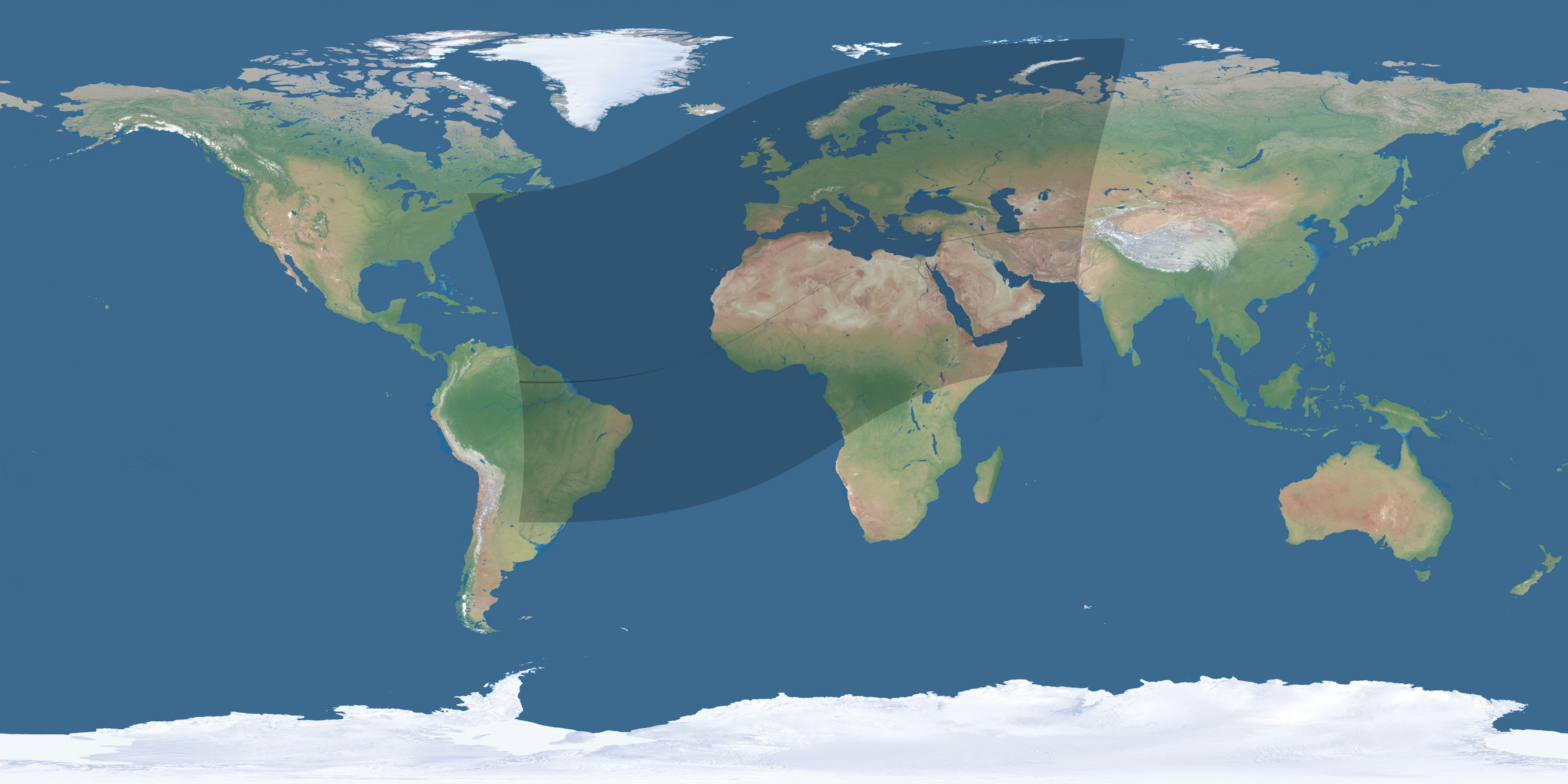 Map of the umbra and penumbra path of the solar eclipse of 03/07/1513