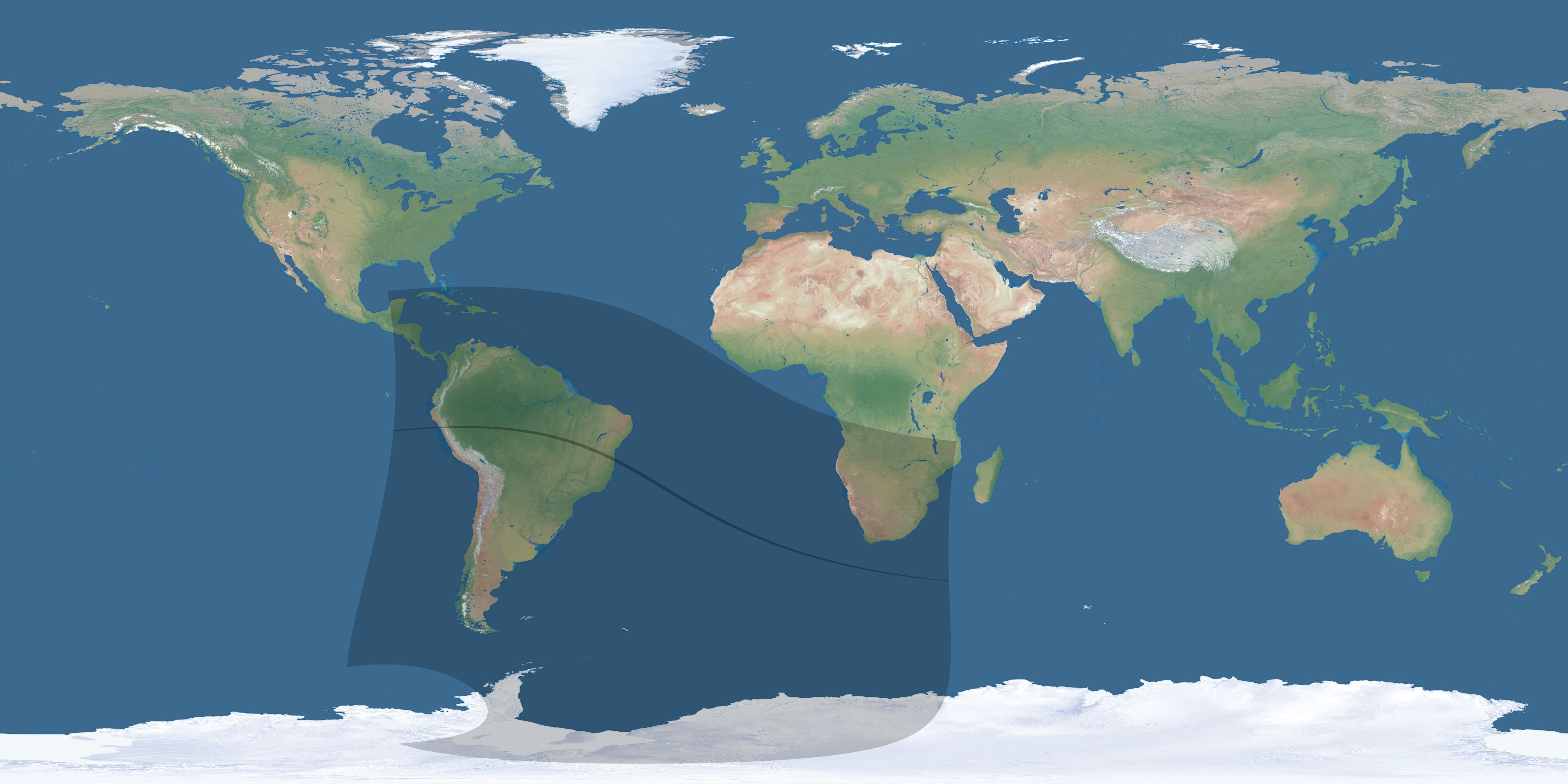 Map of the umbra and penumbra path of the solar eclipse of 08/30/1513