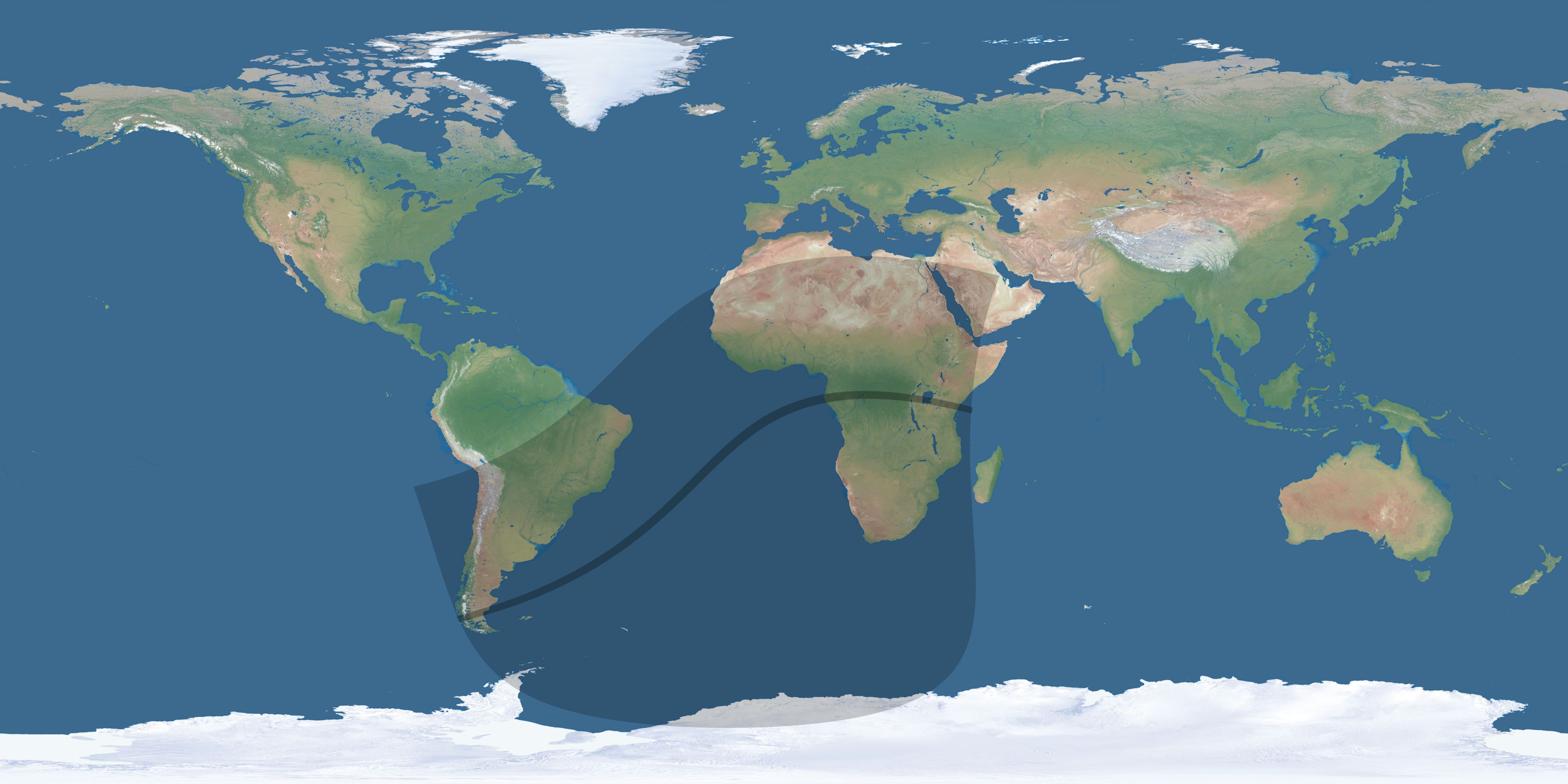 Map of the umbra and penumbra path of the solar eclipse of 04/17/1520