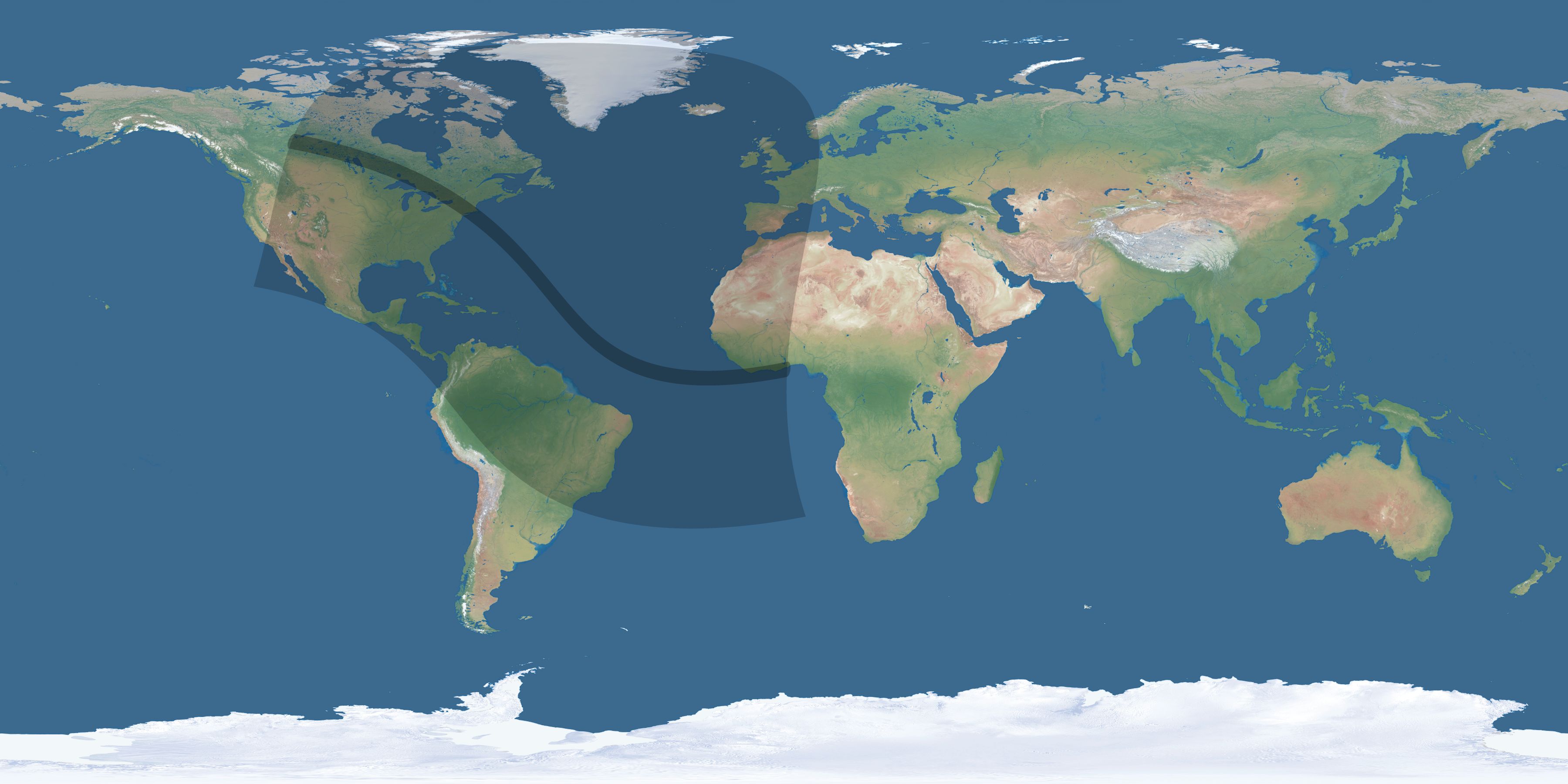 Map of the umbra and penumbra path of the solar eclipse of 10/11/1520