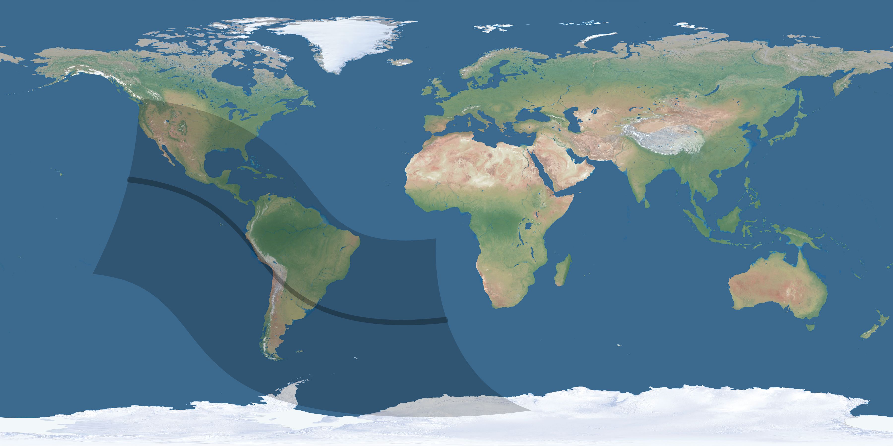 Map of the umbra and penumbra path of the solar eclipse of 09/30/1521