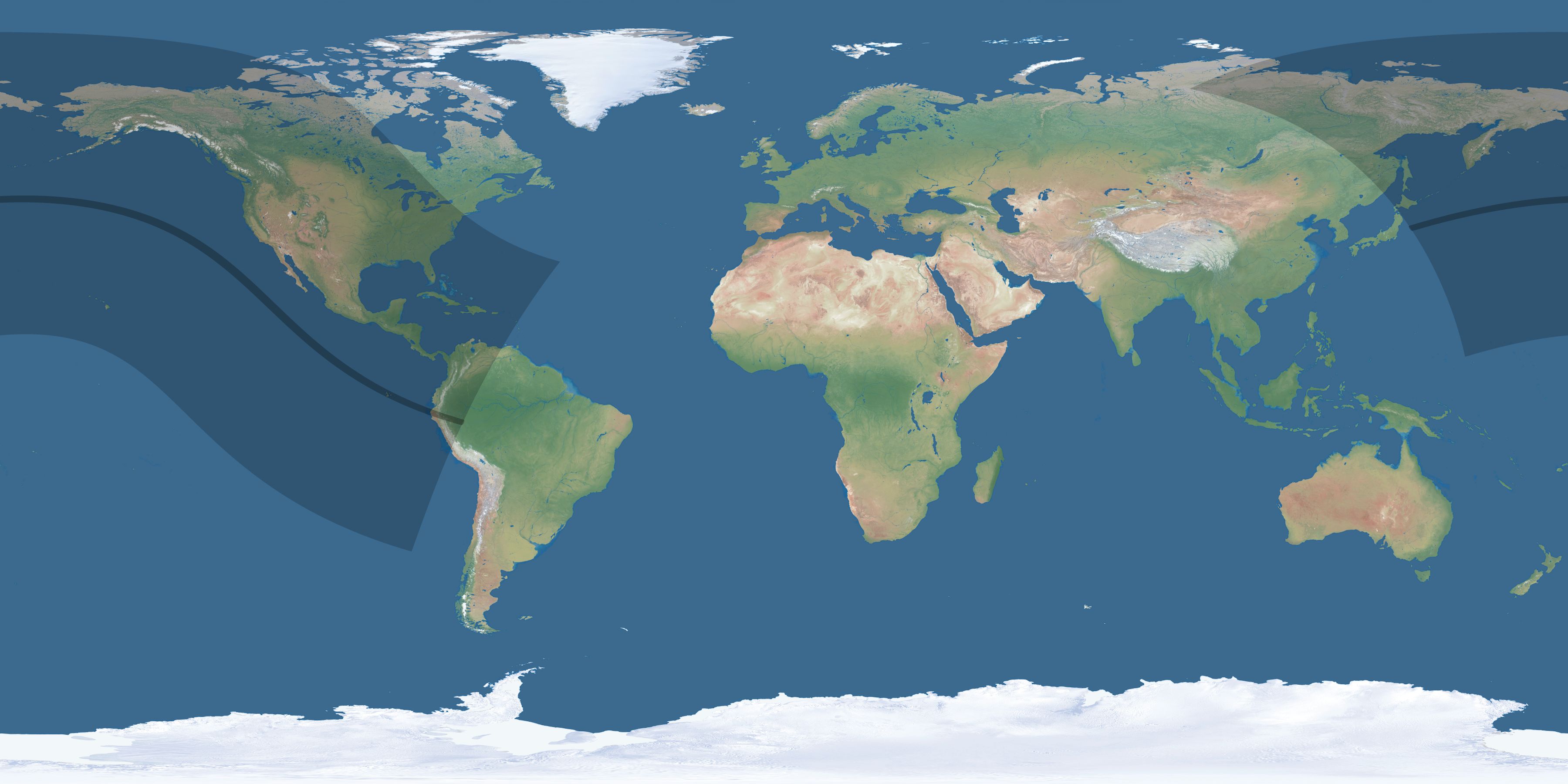 Map of the umbra and penumbra path of the solar eclipse of 07/30/1524