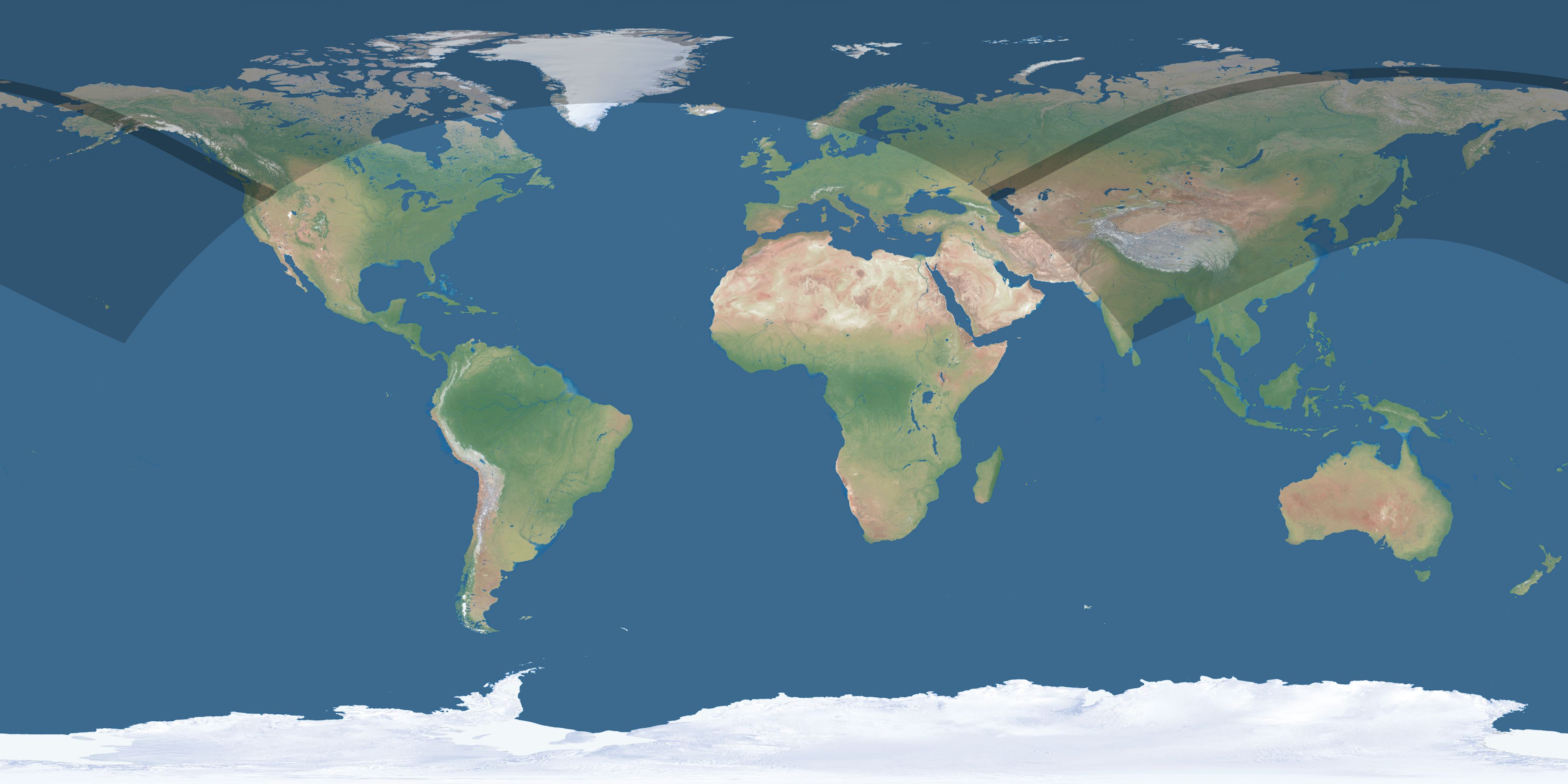 Map of the umbra and penumbra path of the solar eclipse of 05/30/1527