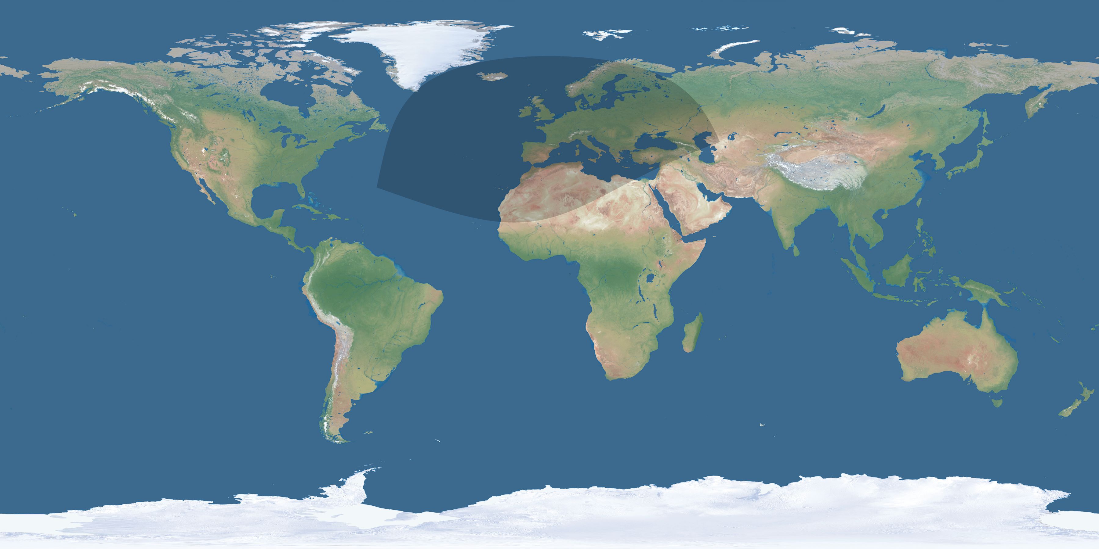 Map of the umbra and penumbra path of the solar eclipse of 01/14/1534