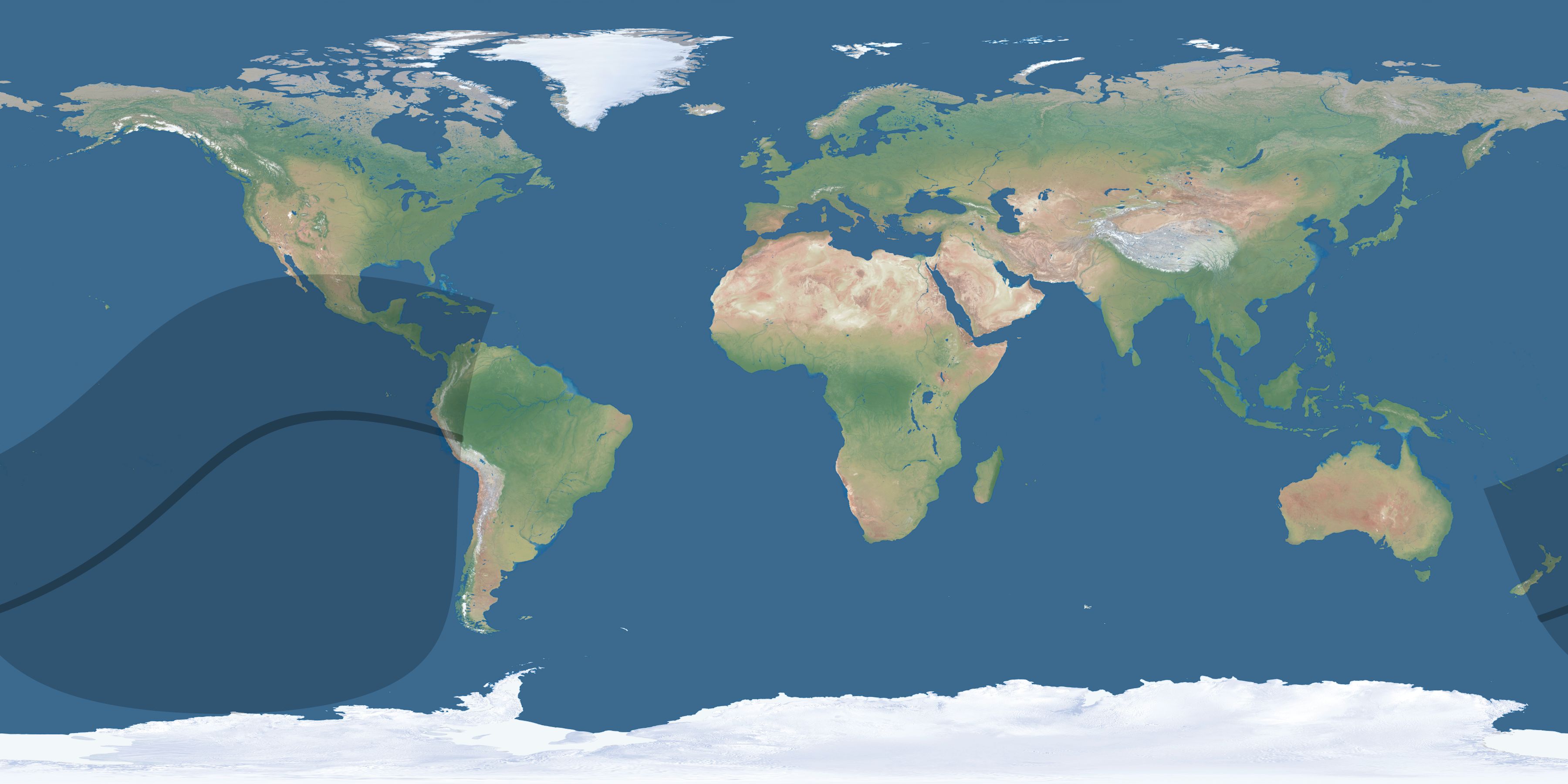 Map of the umbra and penumbra path of the solar eclipse of 04/28/1538