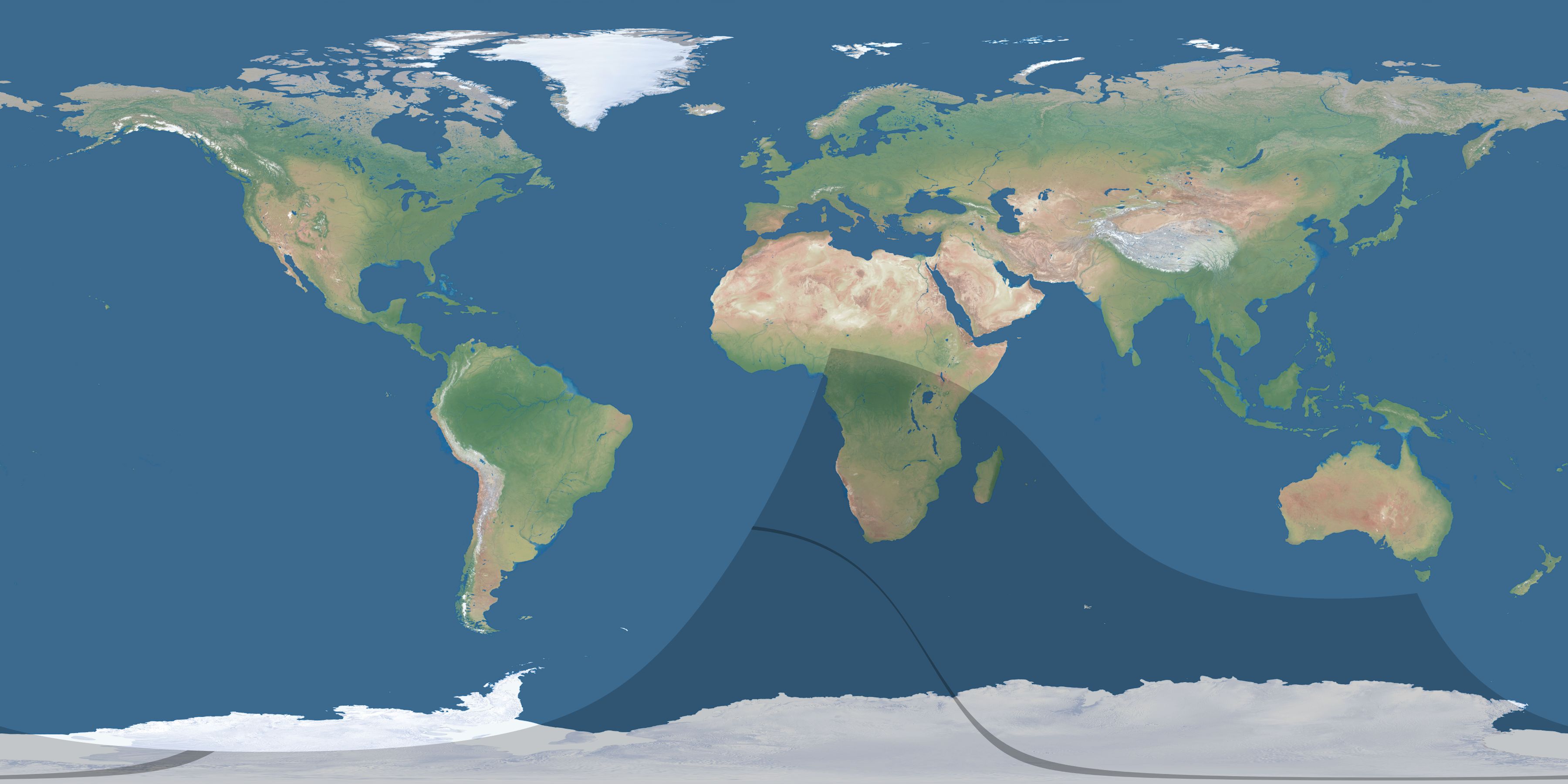 Map of the umbra and penumbra path of the solar eclipse of 09/30/1540