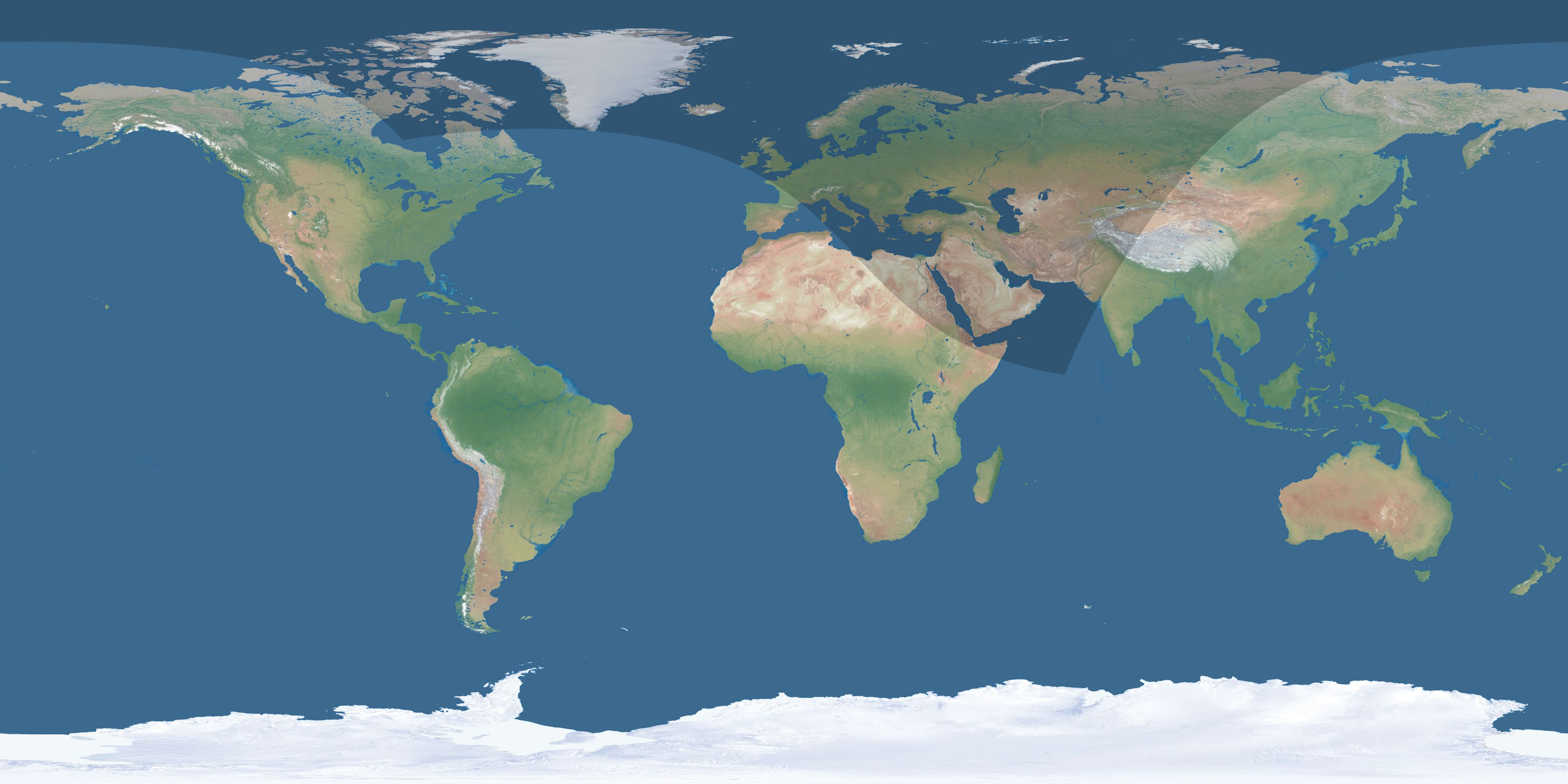Map of the umbra and penumbra path of the solar eclipse of 08/21/1541