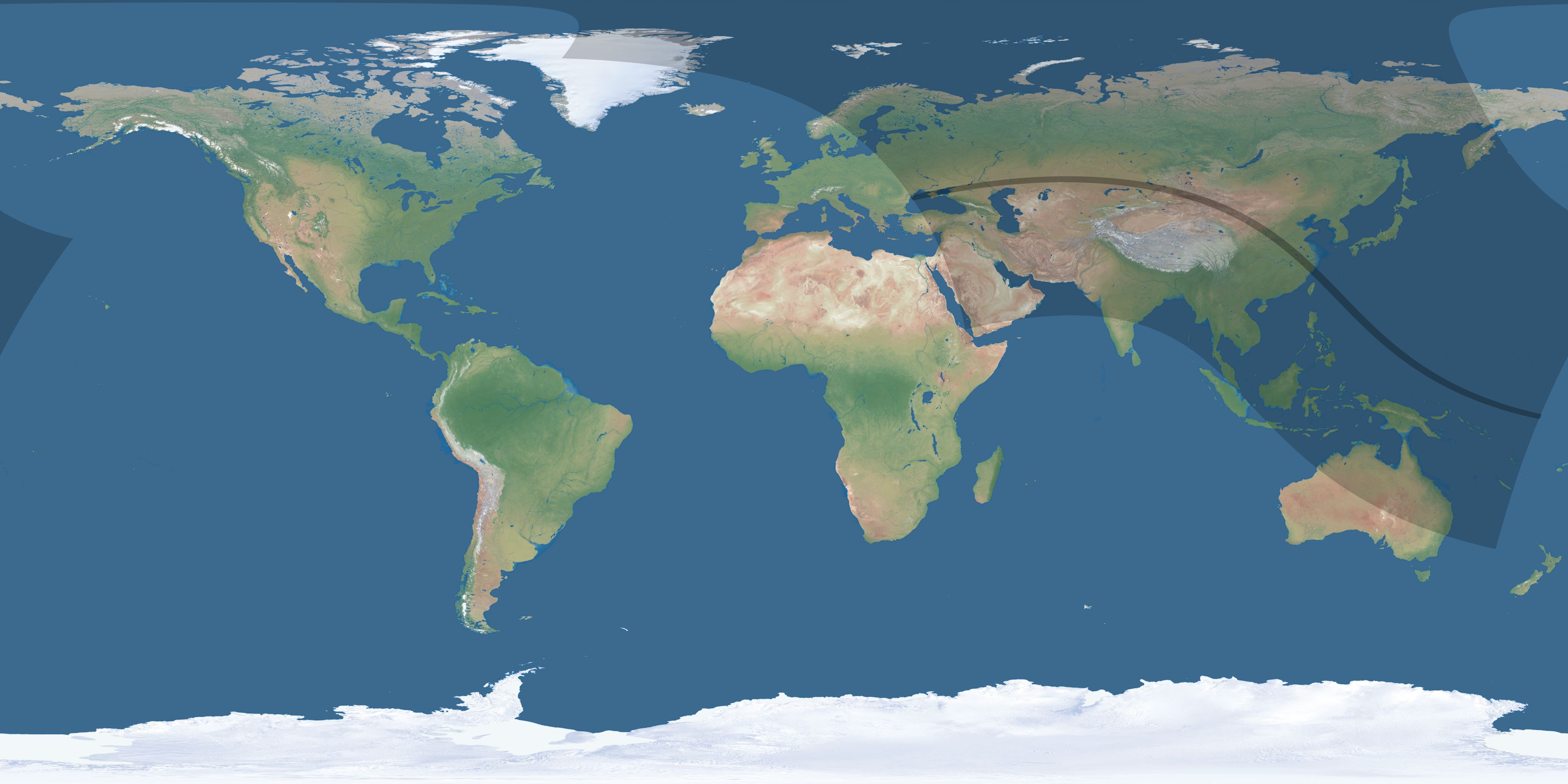 Map of the umbra and penumbra path of the solar eclipse of 08/11/1542