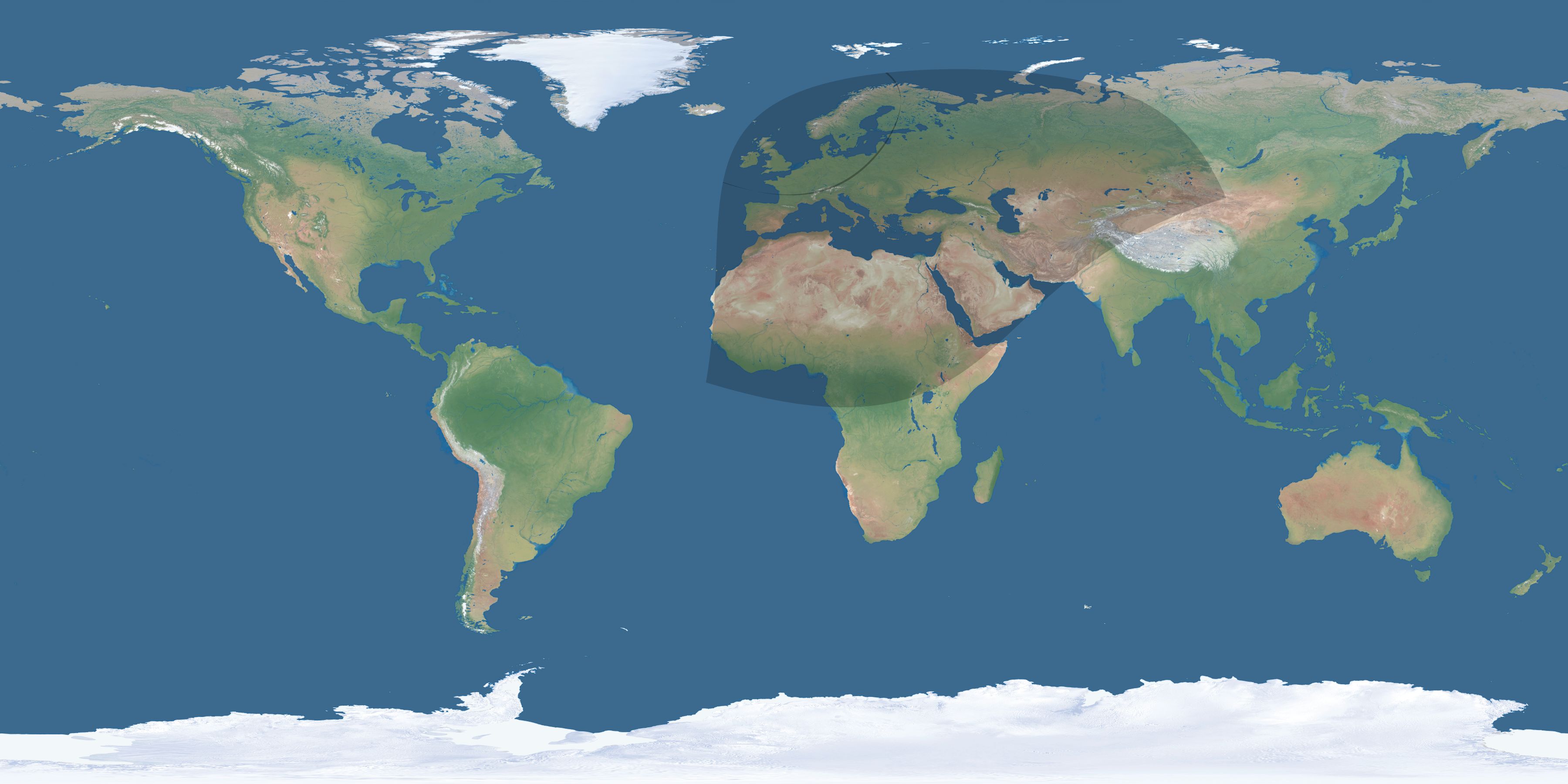 Map of the umbra and penumbra path of the solar eclipse of 01/24/1544
