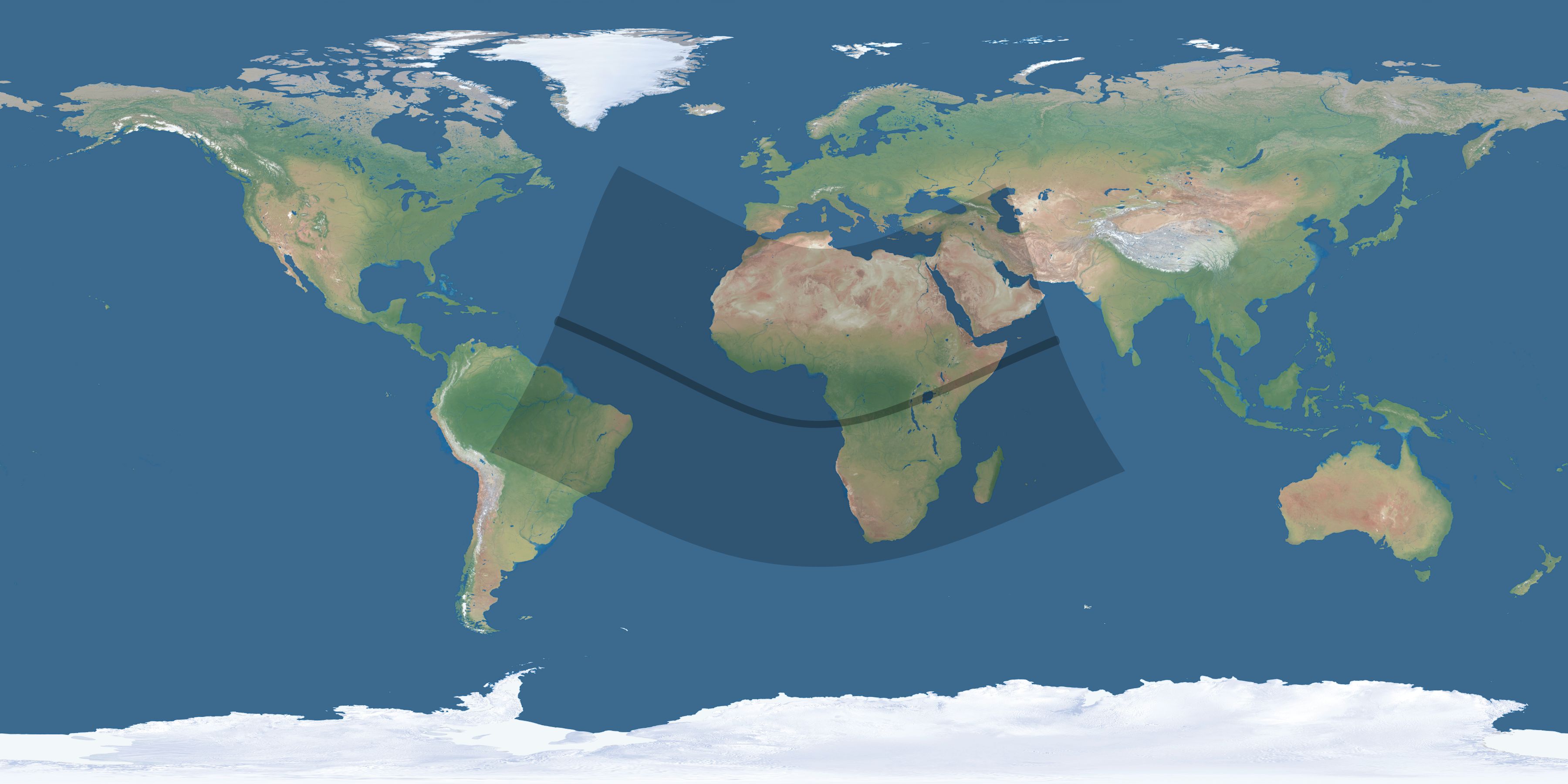 Map of the umbra and penumbra path of the solar eclipse of 11/23/1546
