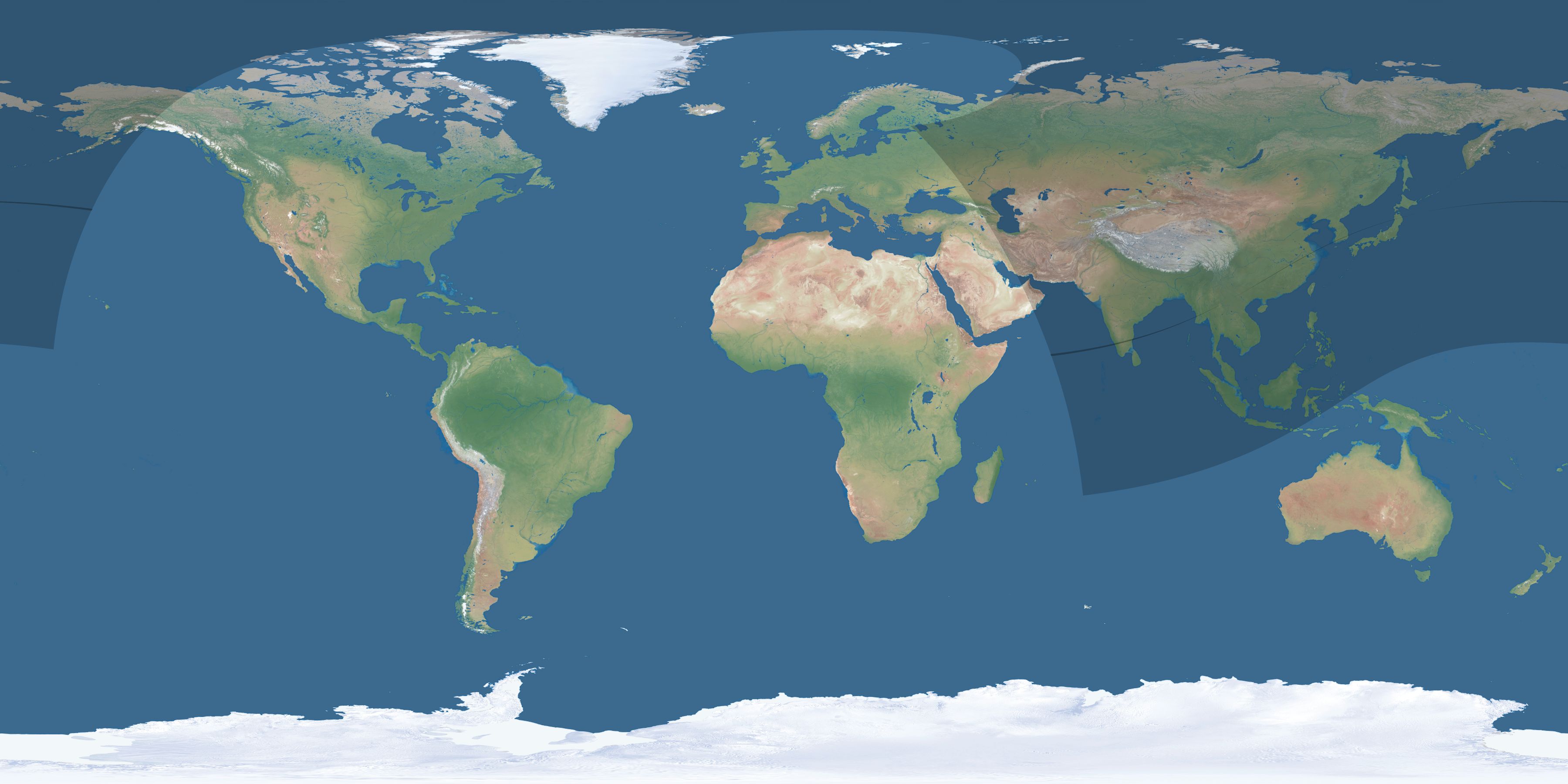 Map of the umbra and penumbra path of the solar eclipse of 03/29/1549