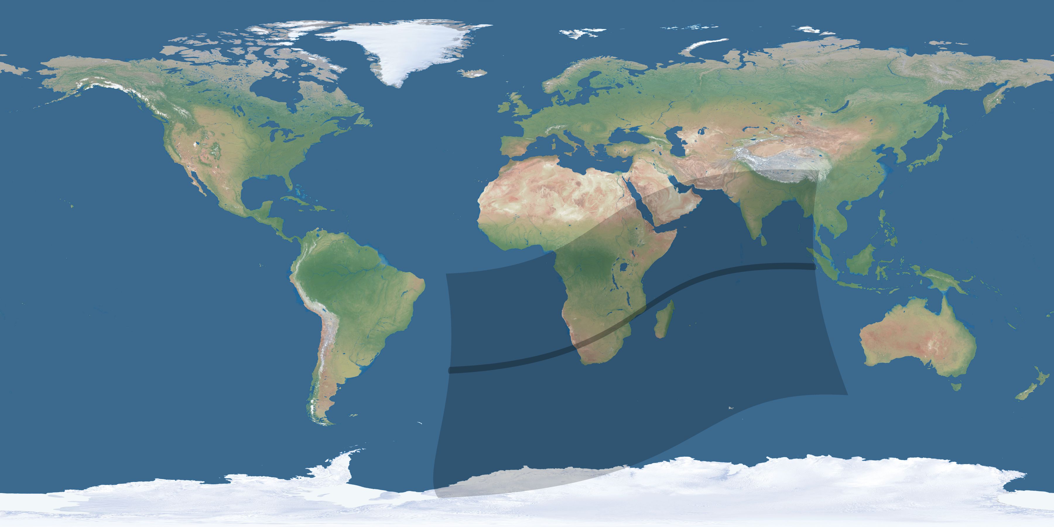 Map of the umbra and penumbra path of the solar eclipse of 03/18/1550