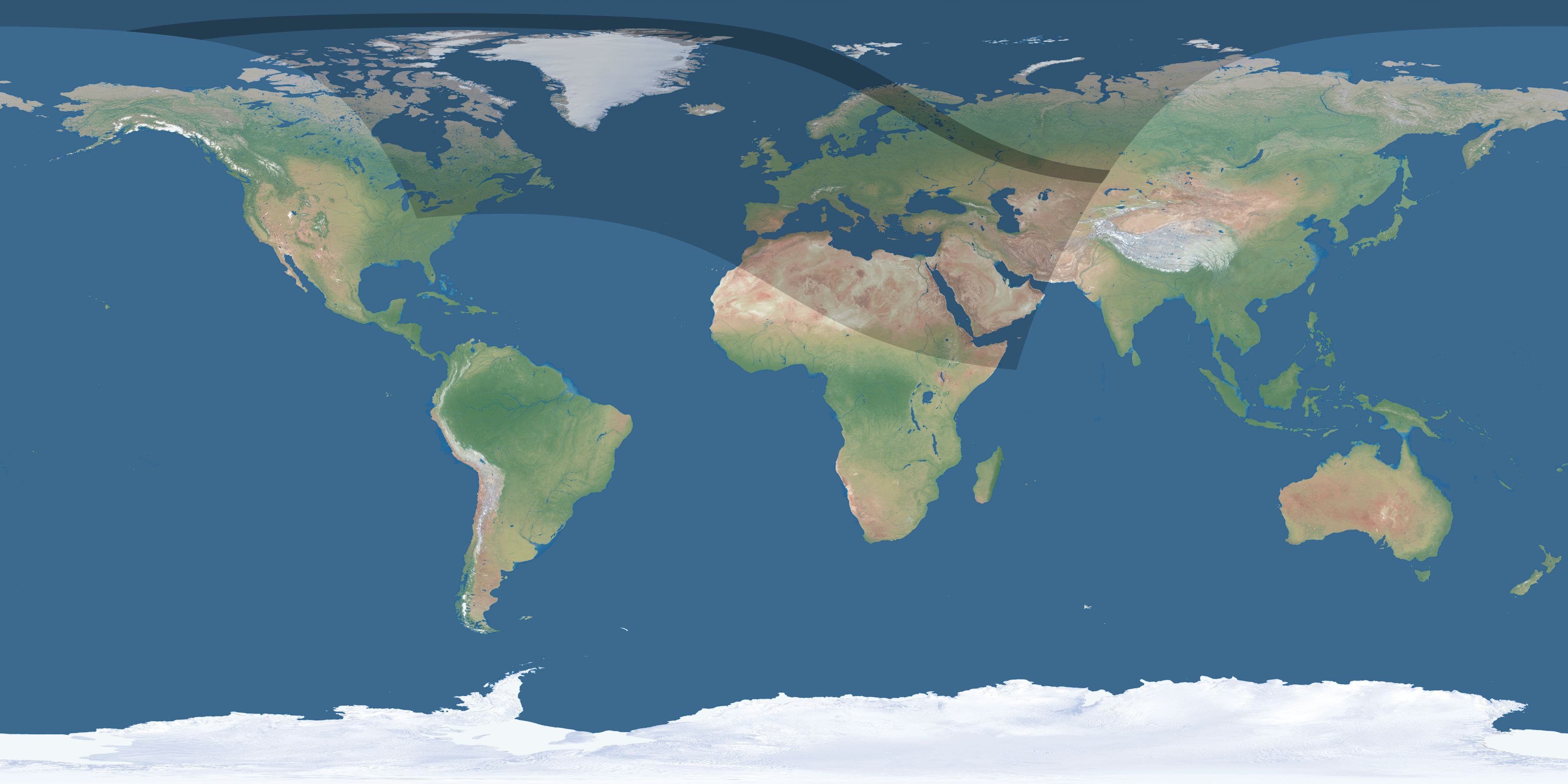 Map of the umbra and penumbra path of the solar eclipse of 08/31/1551
