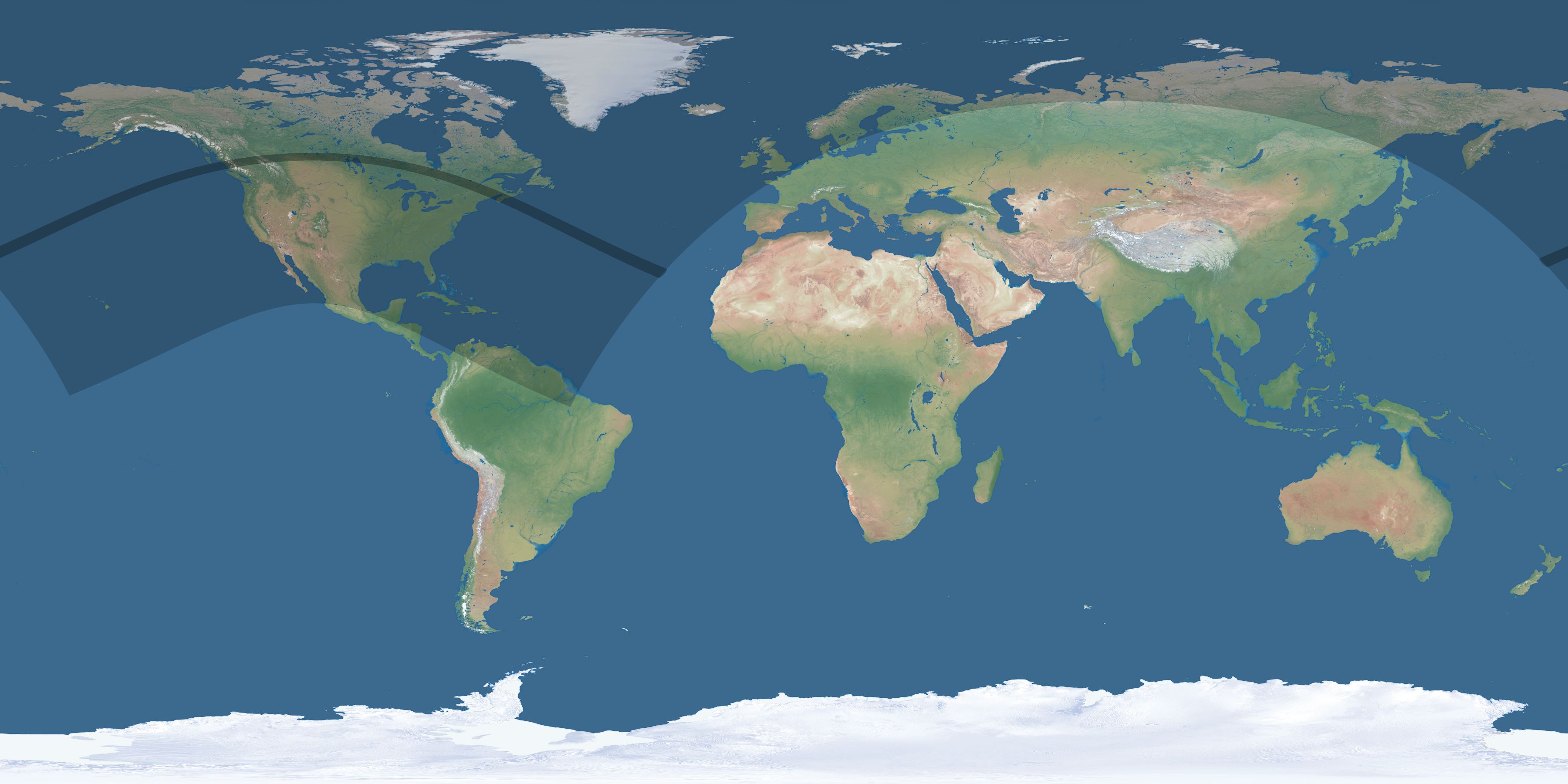 Map of the umbra and penumbra path of the solar eclipse of 06/29/1554