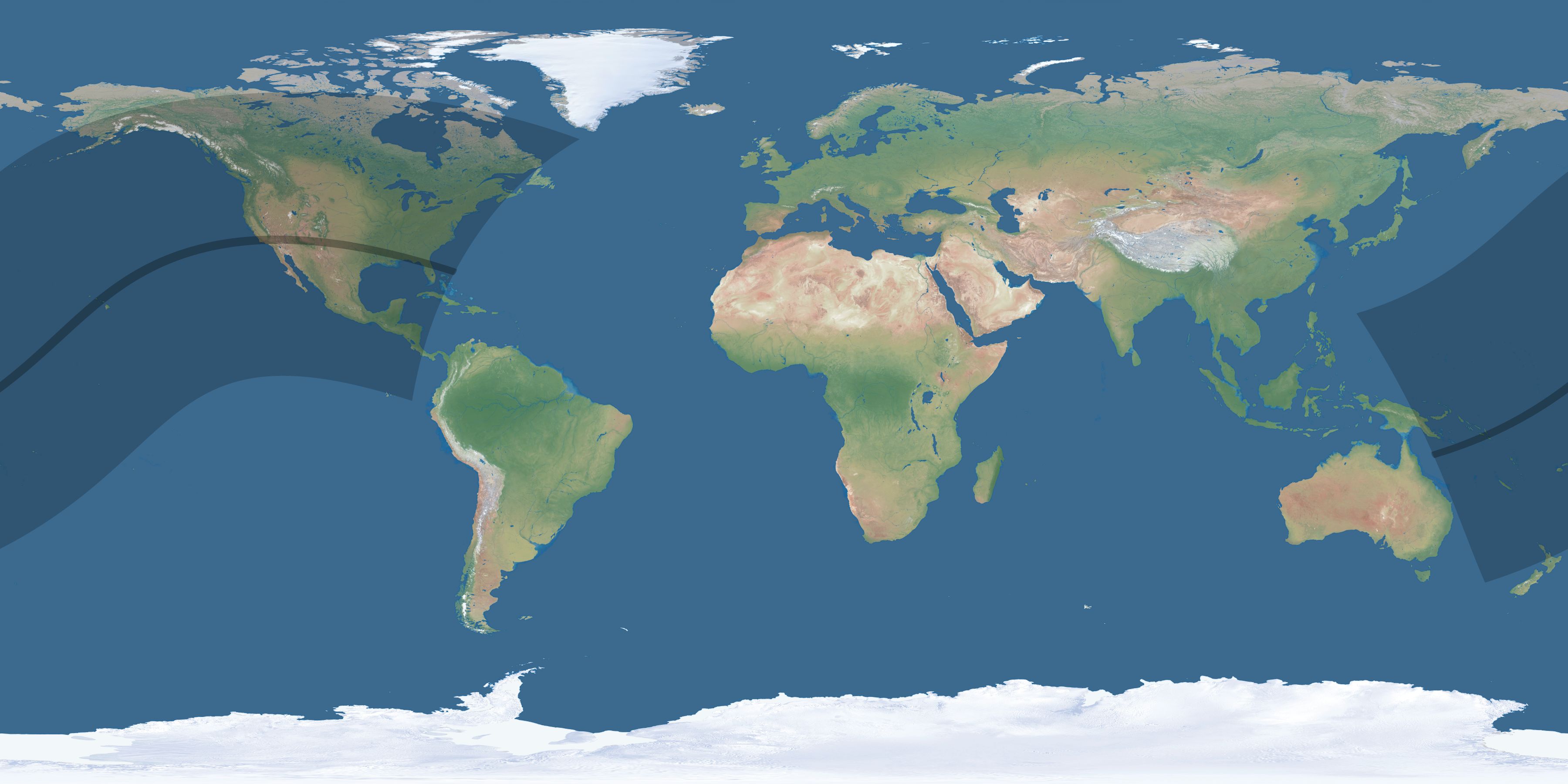 Map of the umbra and penumbra path of the solar eclipse of 04/28/1557