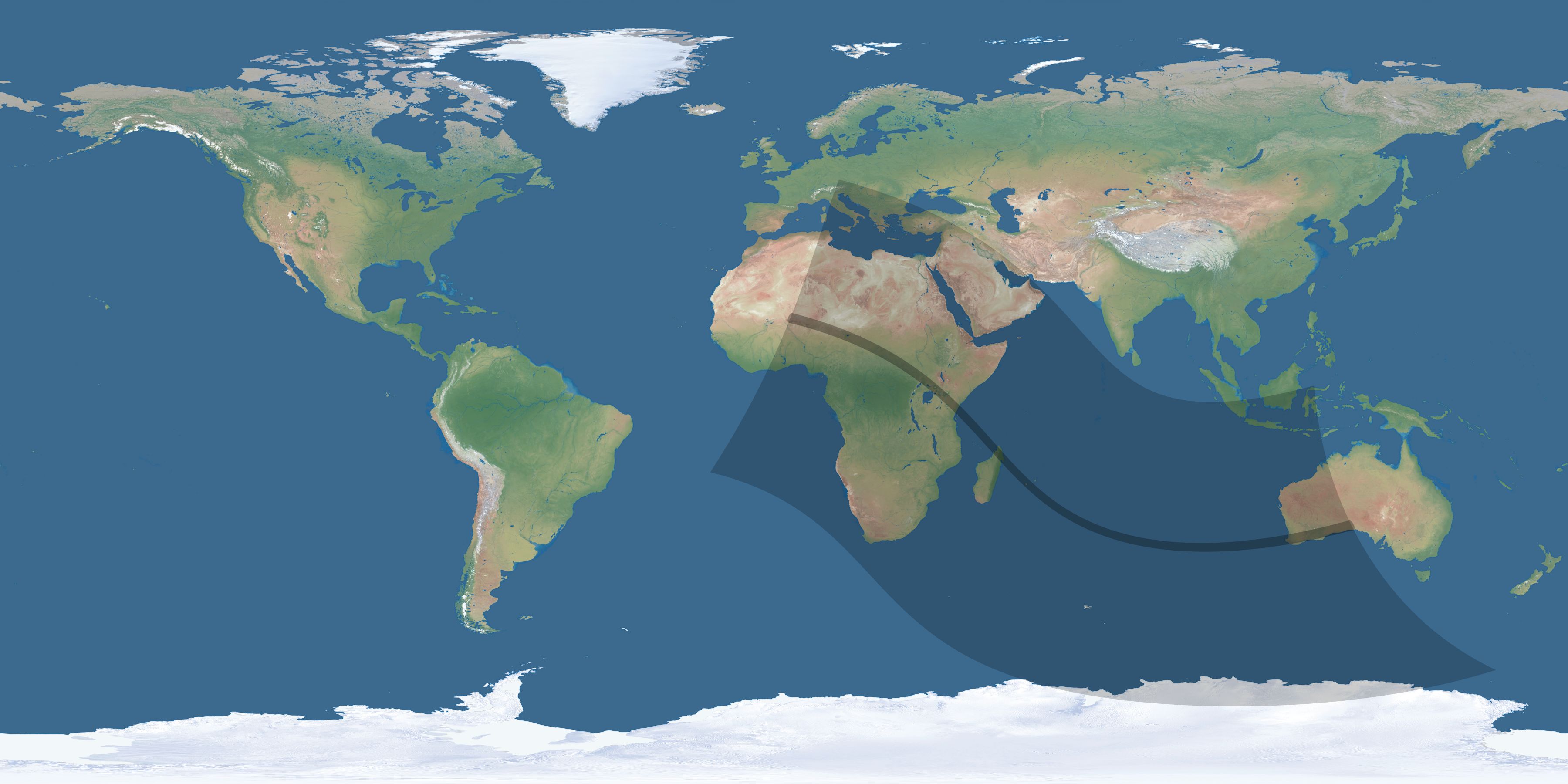 Map of the umbra and penumbra path of the solar eclipse of 10/22/1557