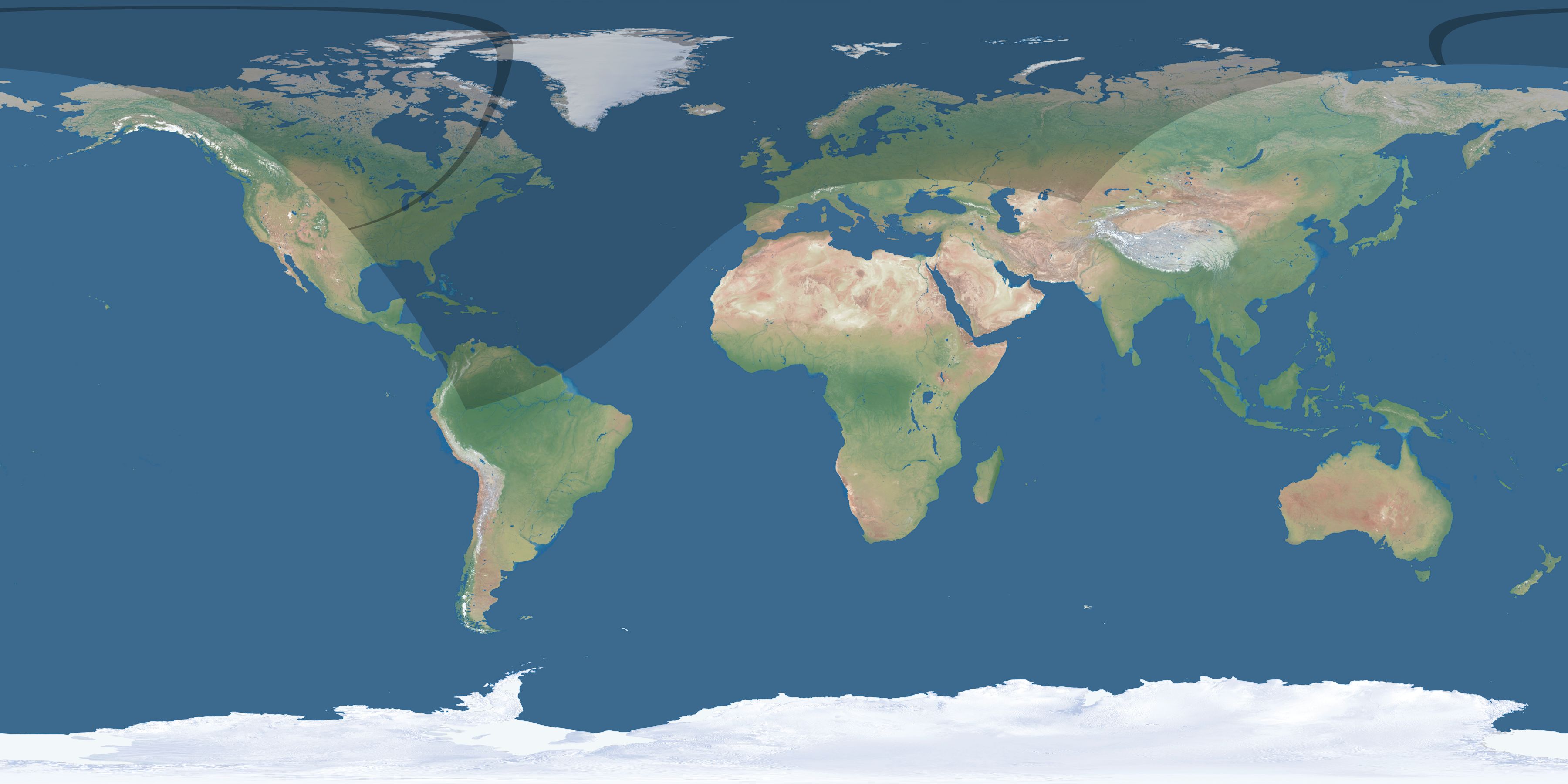 Map of the umbra and penumbra path of the solar eclipse of 04/18/1558