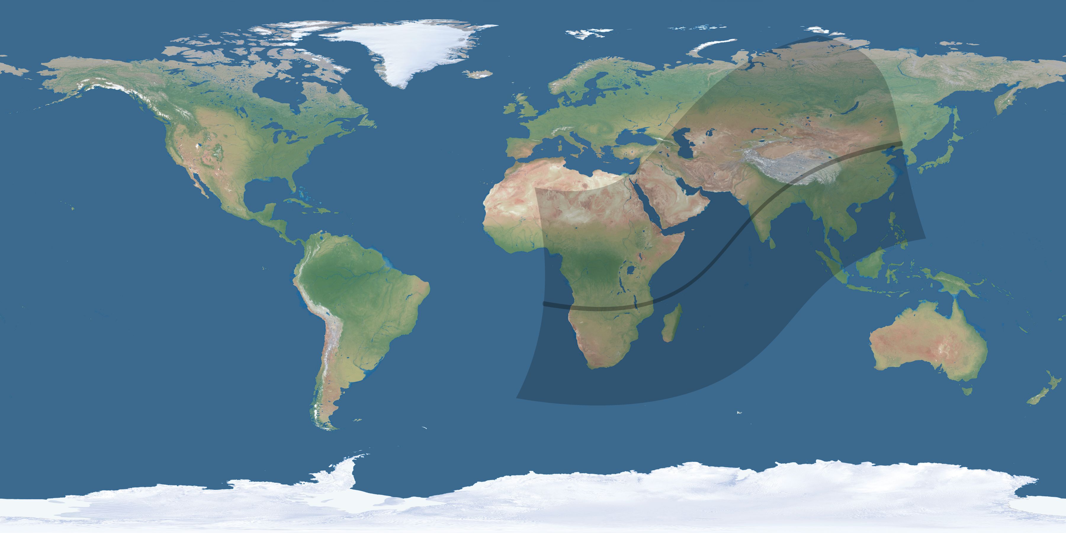 Map of the umbra and penumbra path of the solar eclipse of 02/14/1561