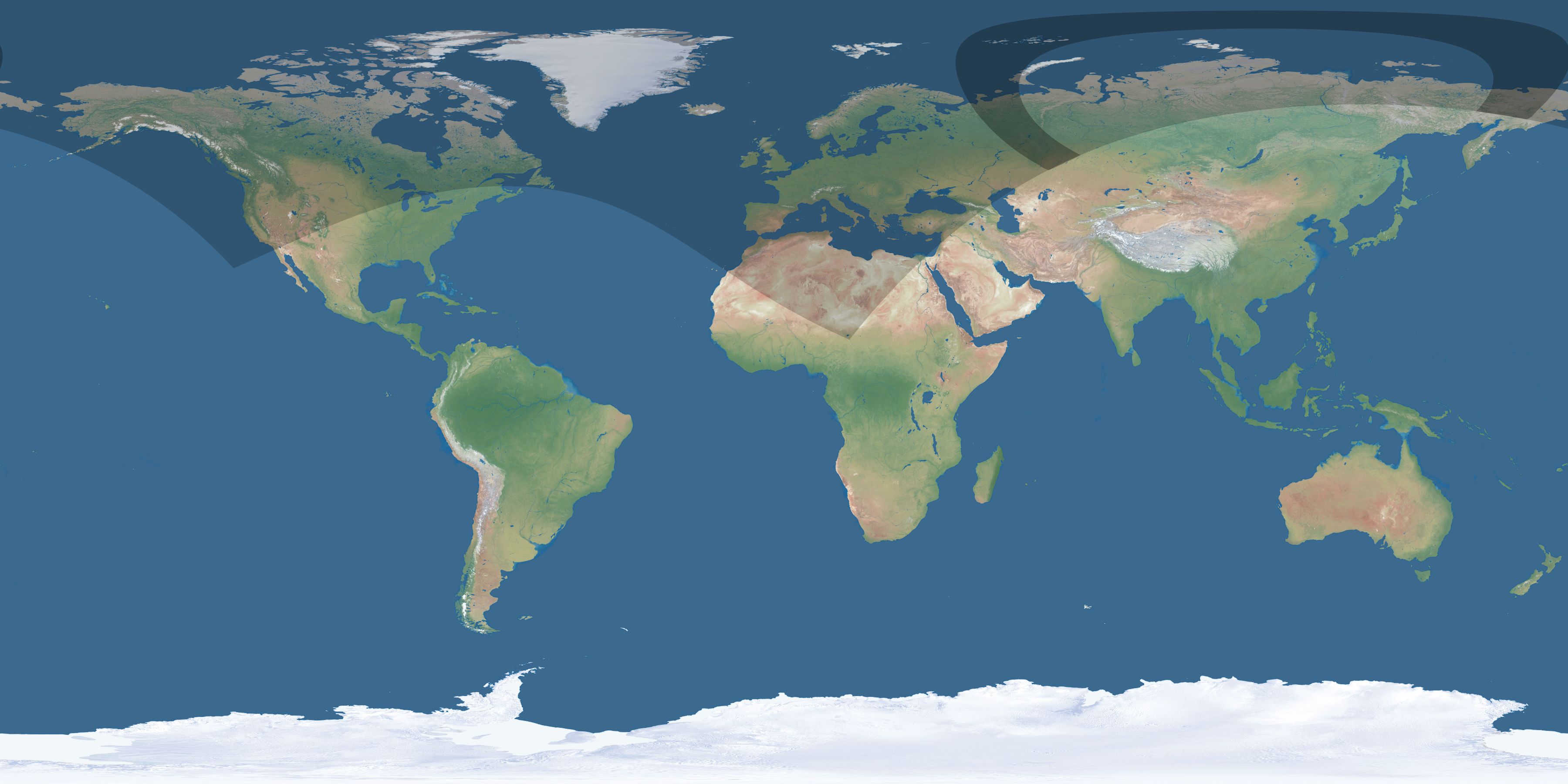 Map of the umbra and penumbra path of the solar eclipse of 06/20/1563