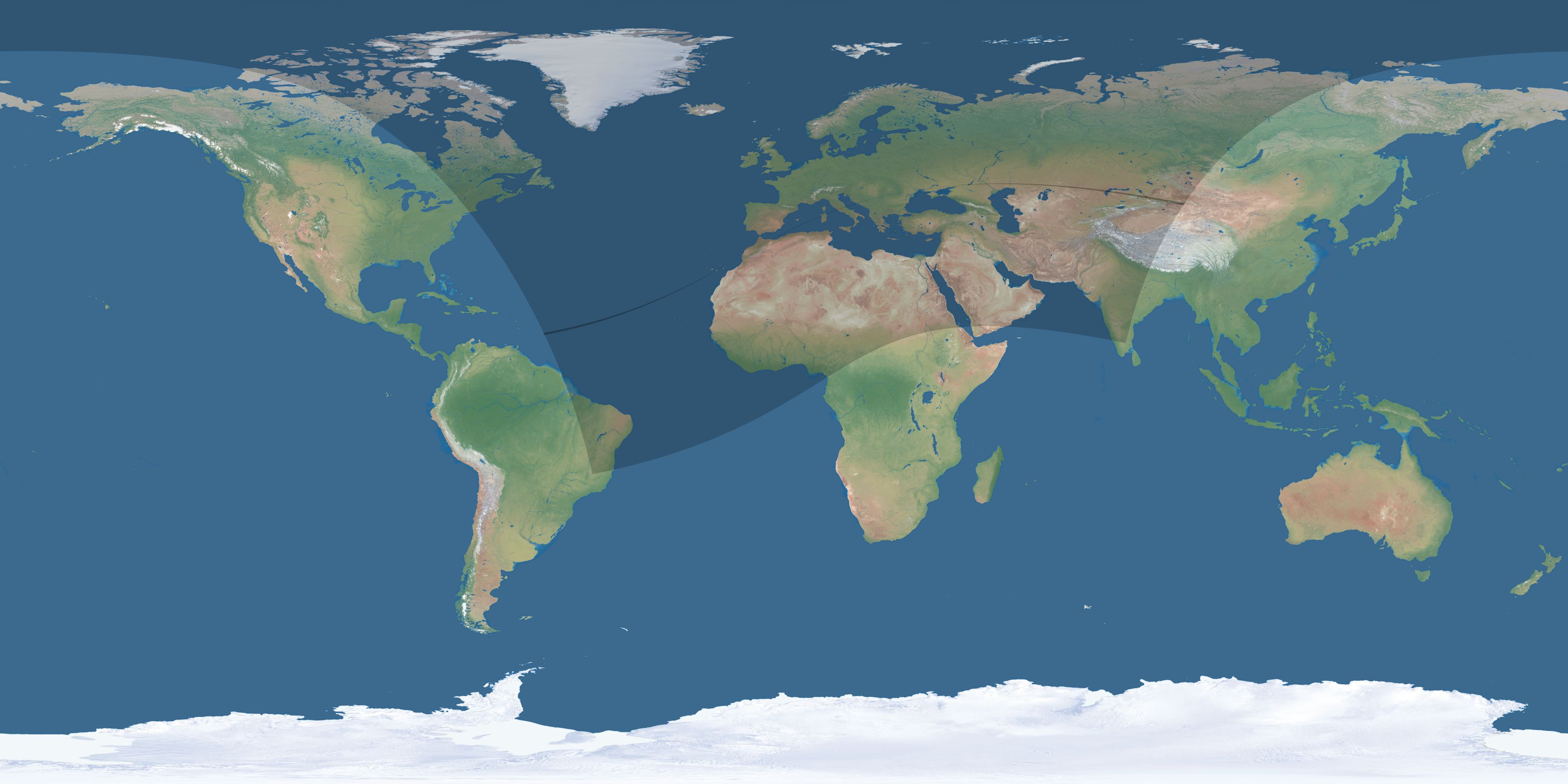 Map of the umbra and penumbra path of the solar eclipse of 04/09/1567