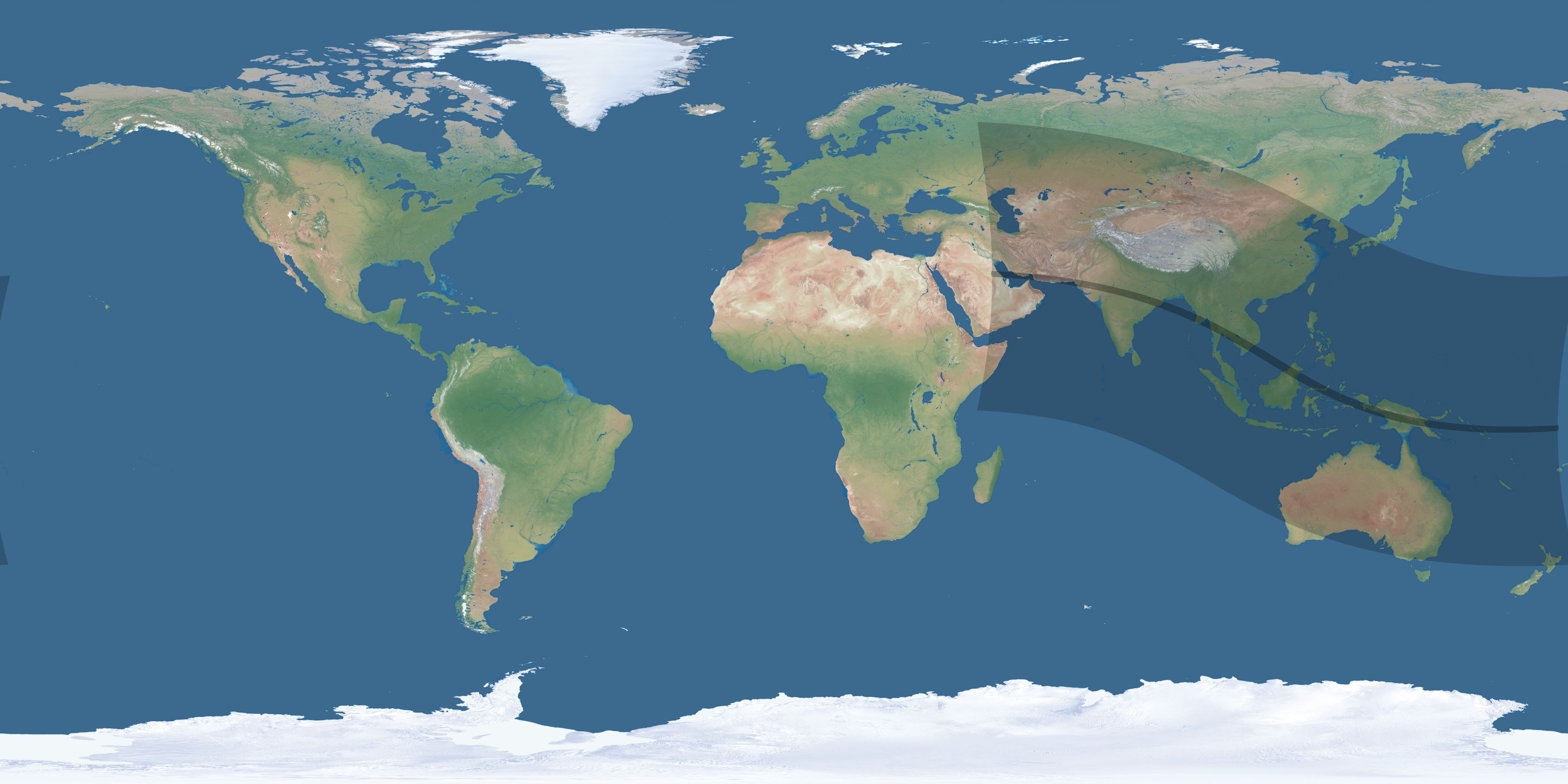 Map of the umbra and penumbra path of the solar eclipse of 09/21/1568