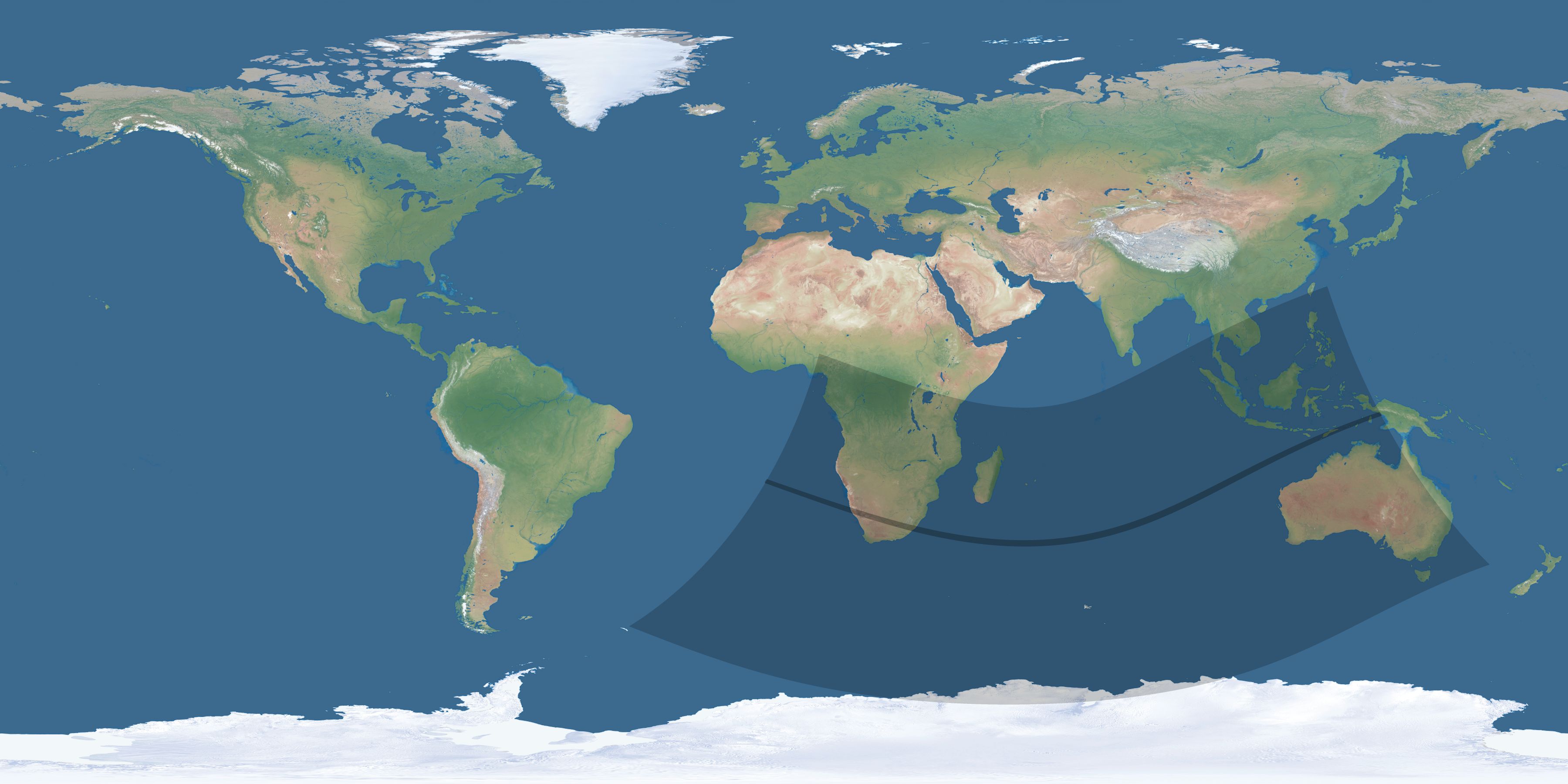 Map of the umbra and penumbra path of the solar eclipse of 01/15/1572