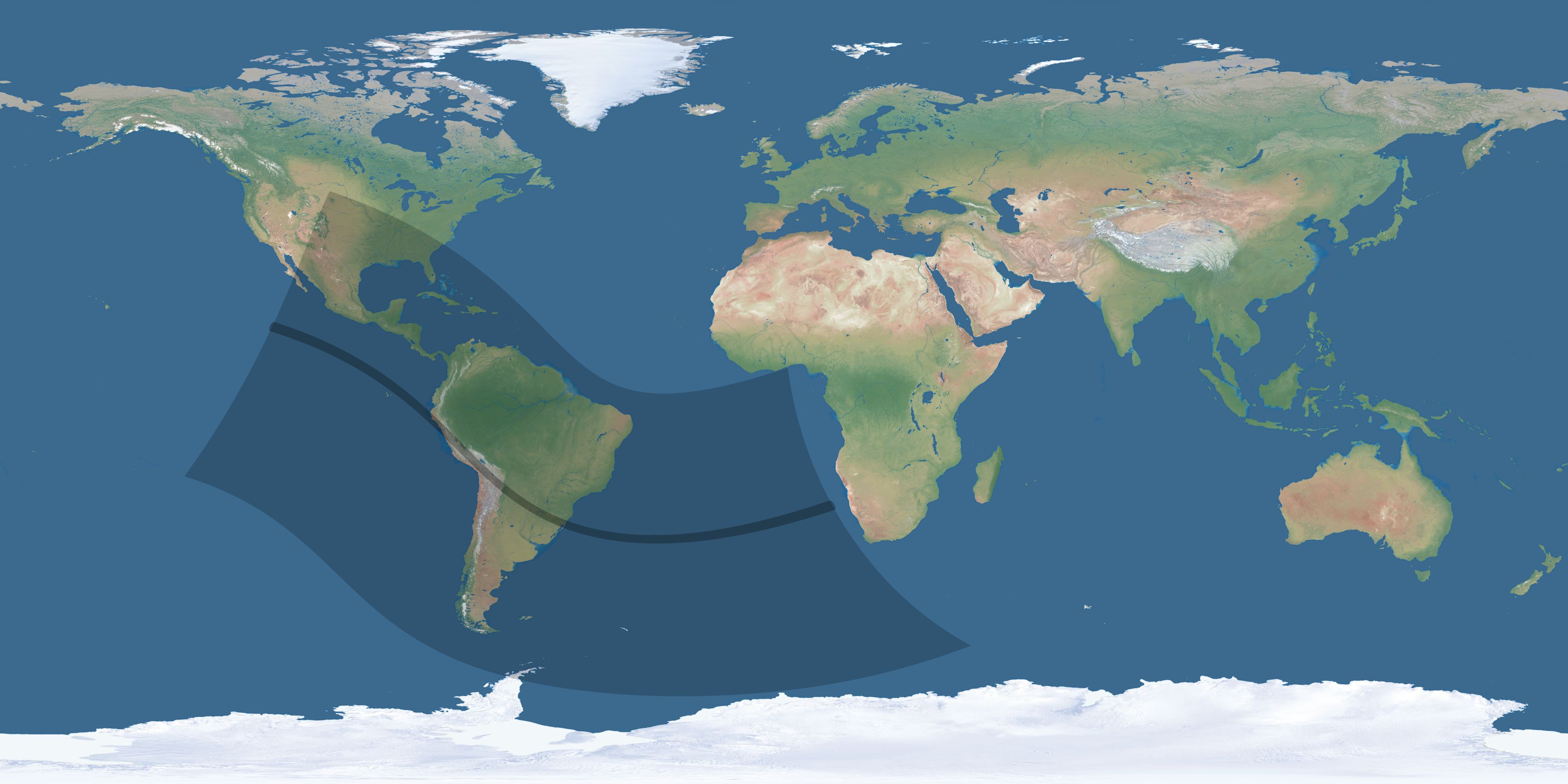 Map of the umbra and penumbra path of the solar eclipse of 11/02/1575