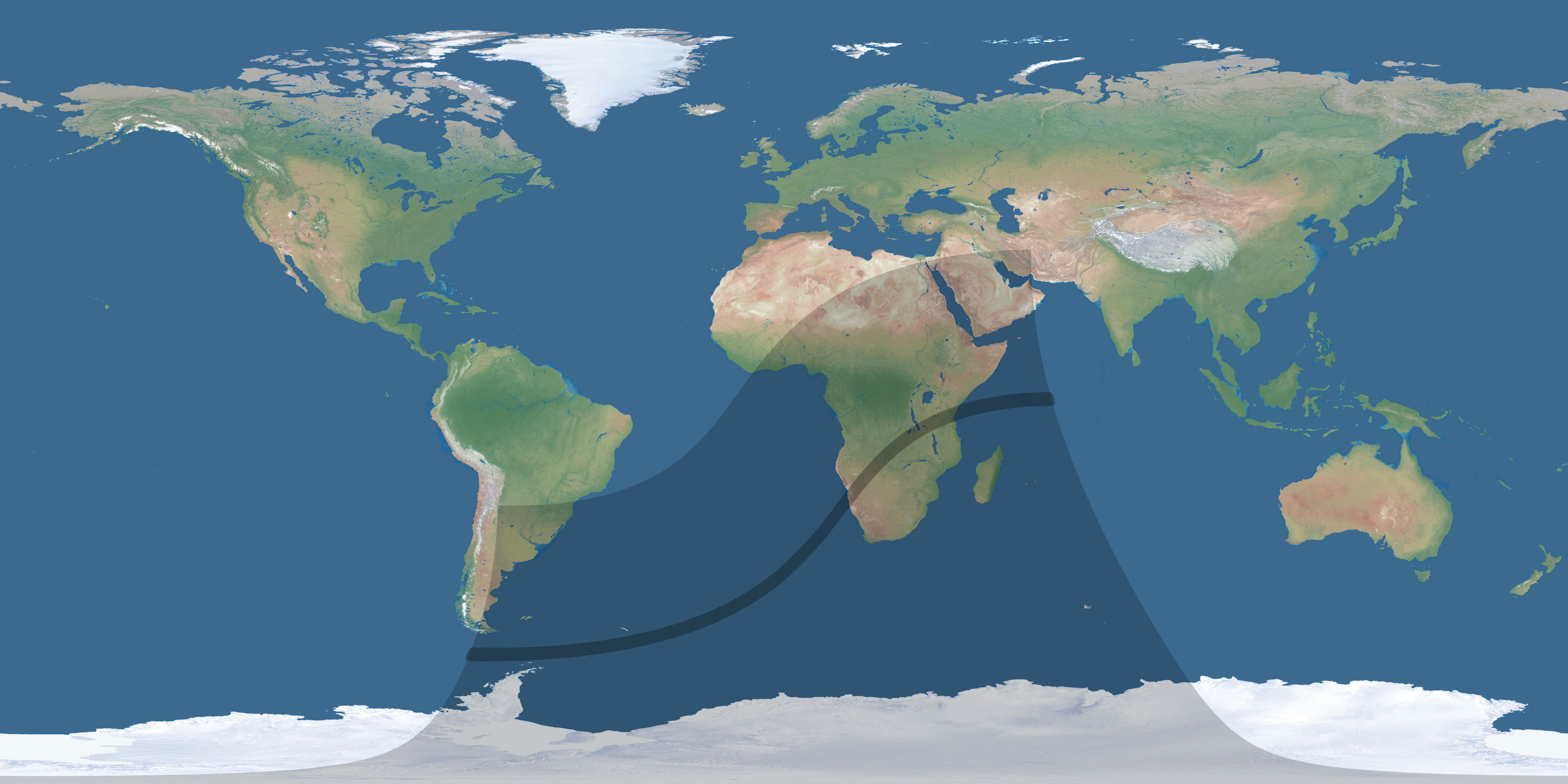 Map of the umbra and penumbra path of the solar eclipse of 03/08/1578