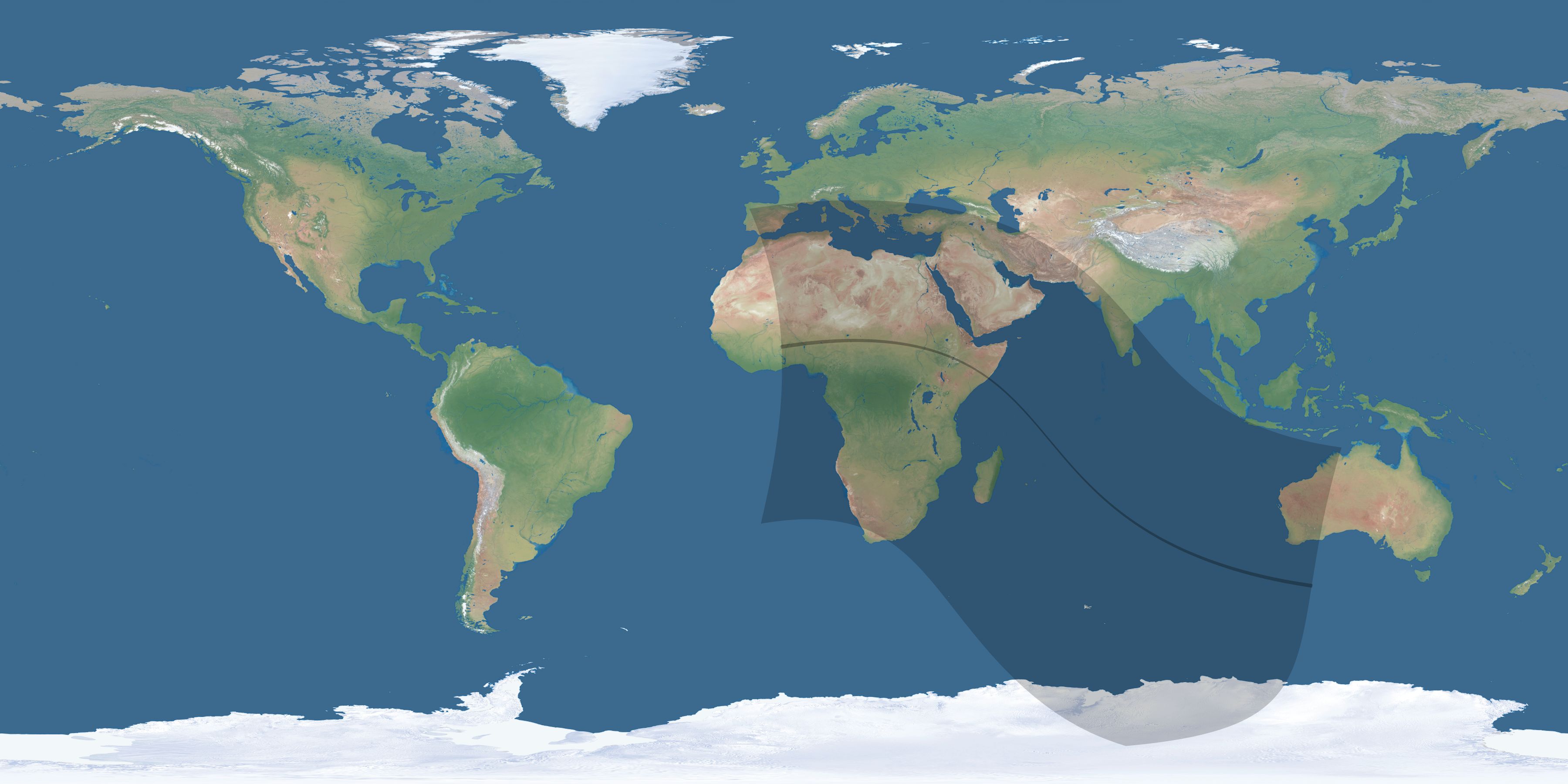 Map of the umbra and penumbra path of the solar eclipse of 08/22/1579