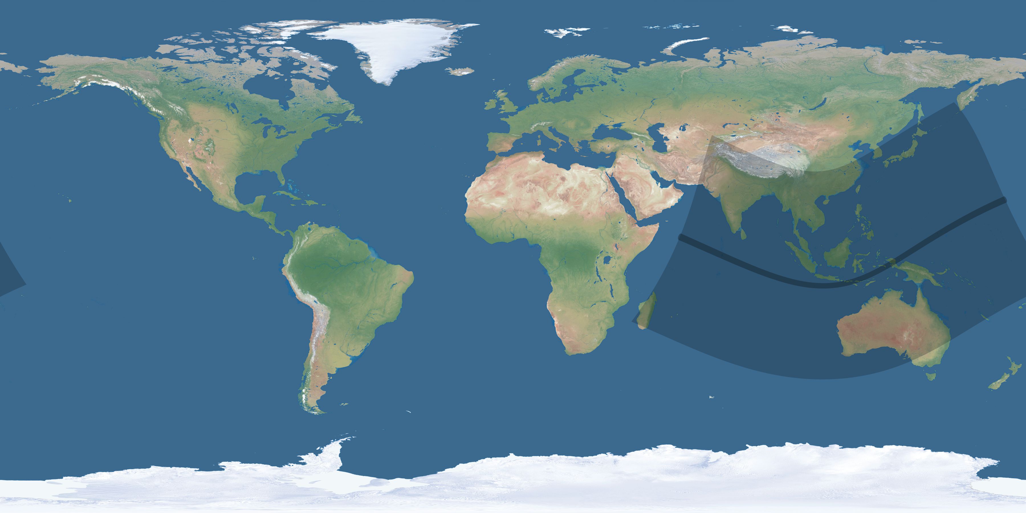 Map of the umbra and penumbra path of the solar eclipse of 12/25/1582