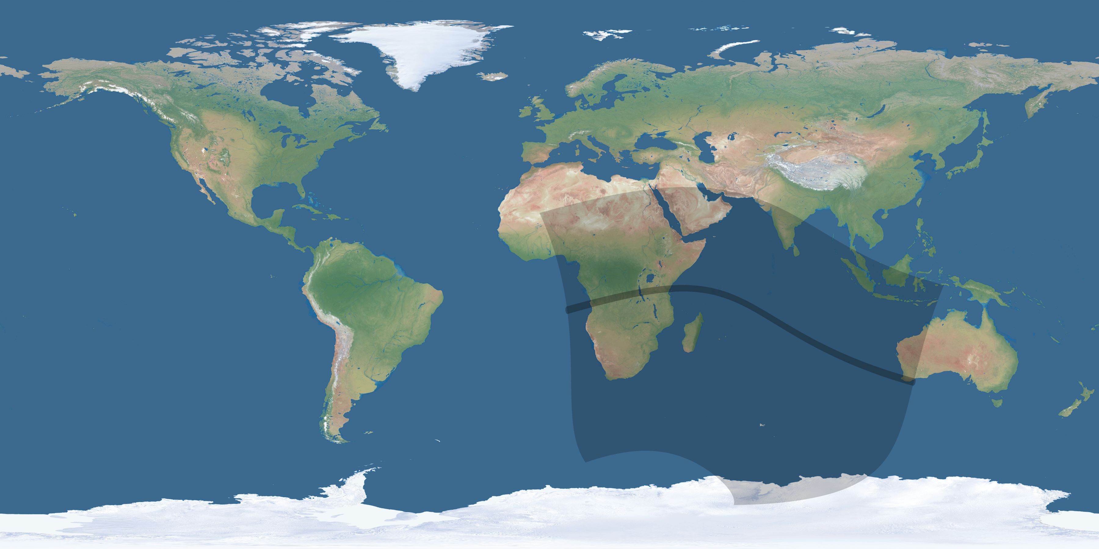 Map of the umbra and penumbra path of the solar eclipse of 08/11/1589