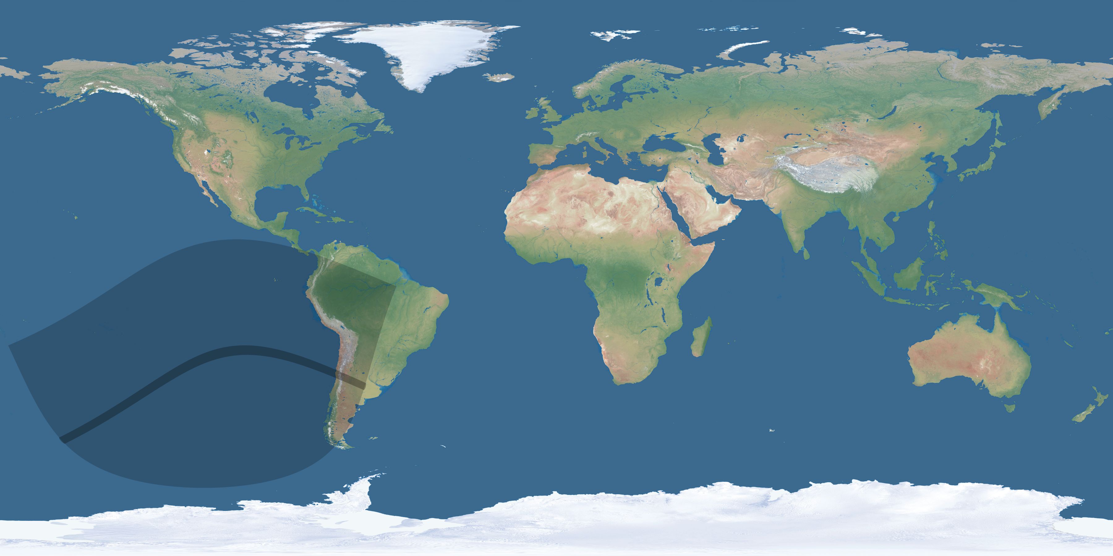 Map of the umbra and penumbra path of the solar eclipse of 06/09/1592