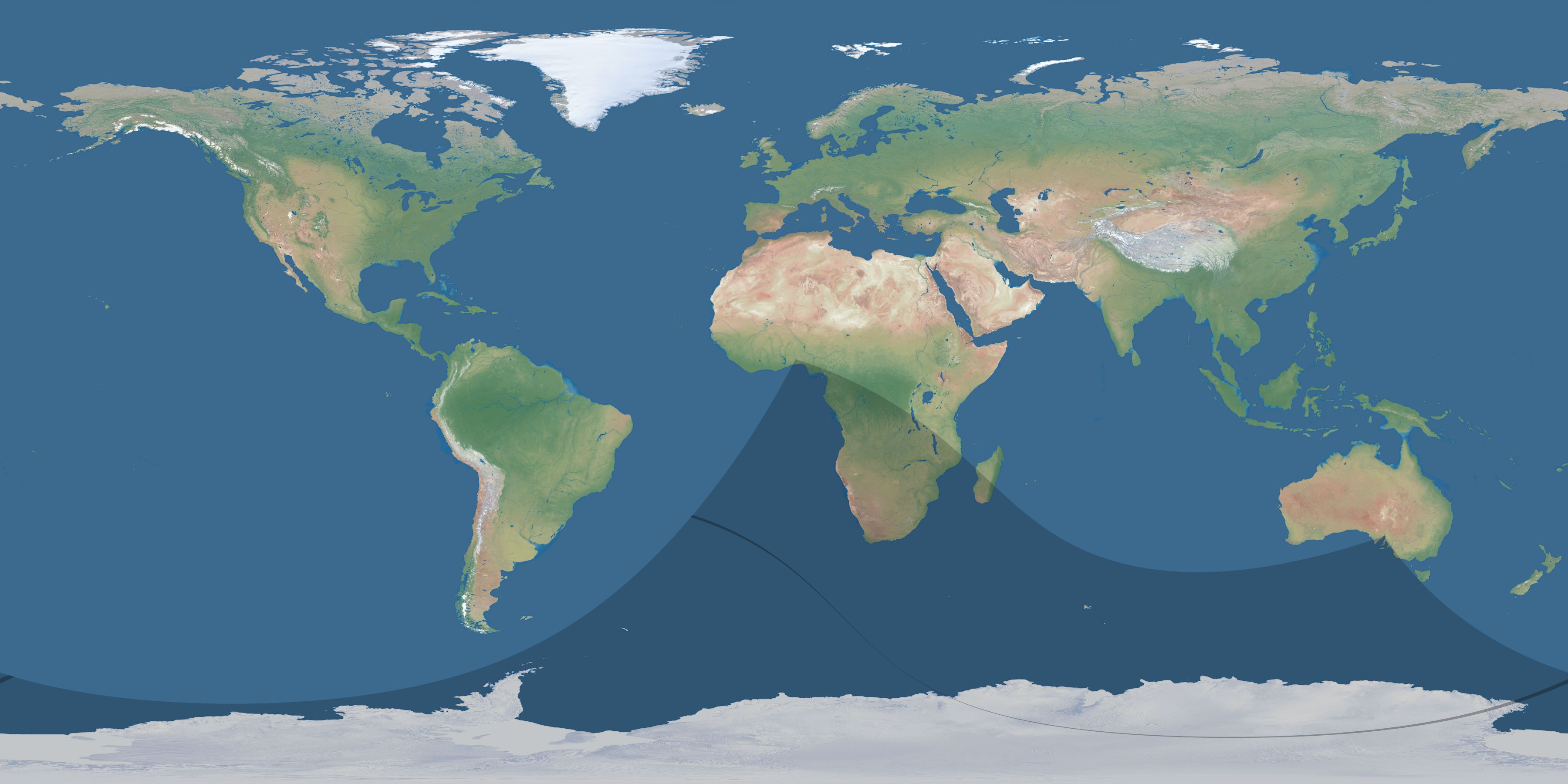Map of the umbra and penumbra path of the solar eclipse of 11/12/1594