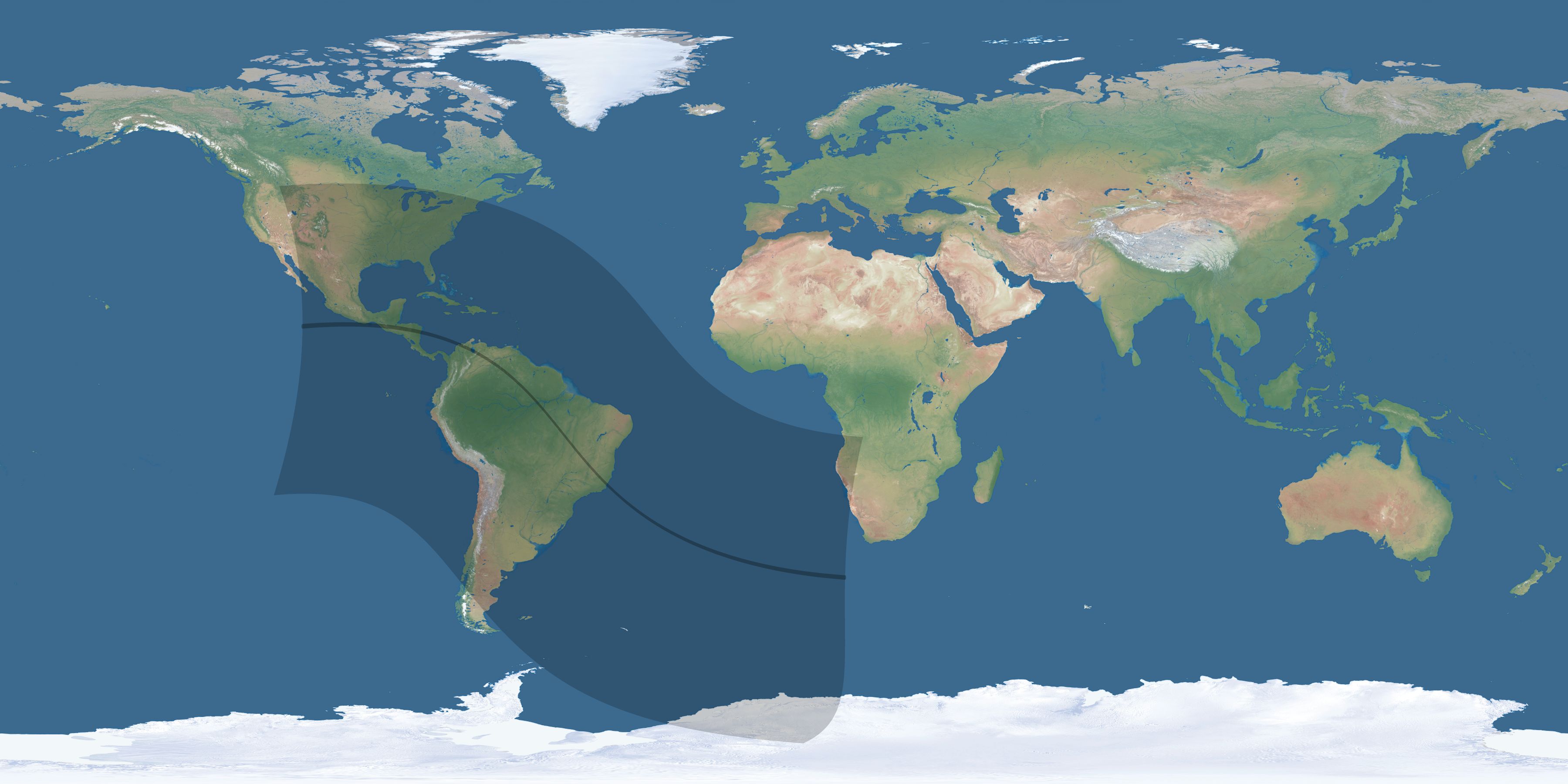 Map of the umbra and penumbra path of the solar eclipse of 09/11/1597